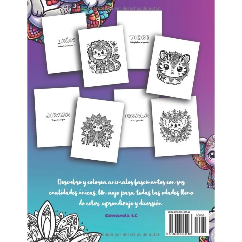 ANIMALES KAWAII. Libro de colorear para niños y adultos con estilo mandala.: Libro de colorear con 30 animales Kawaii estilo mandala y sus cualidades ... (ANIMALES KAWAII Mandalas) (Spanish Edition)