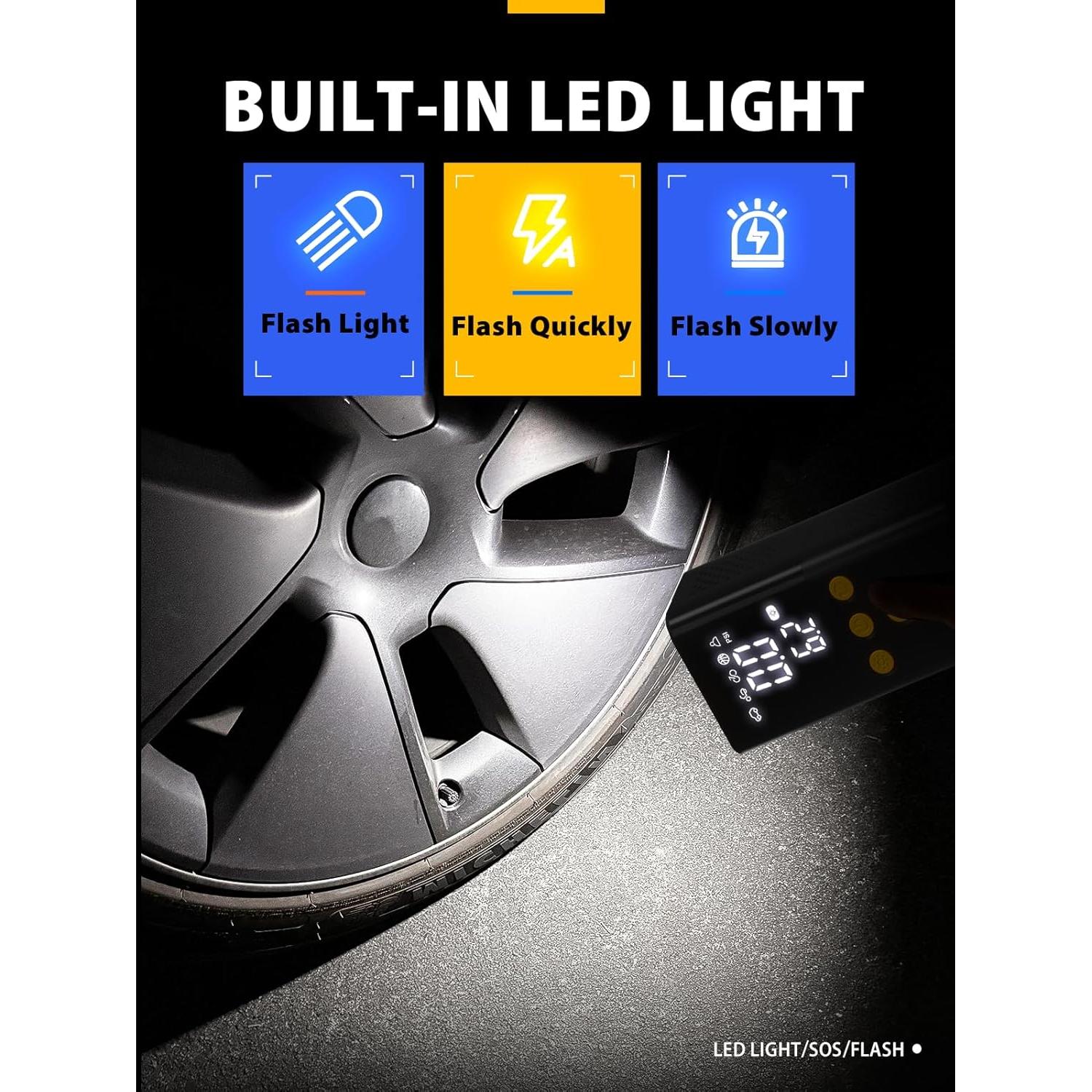 Inflador de Neumáticos Portátil BAIPENY 150 PSI con Manómetro