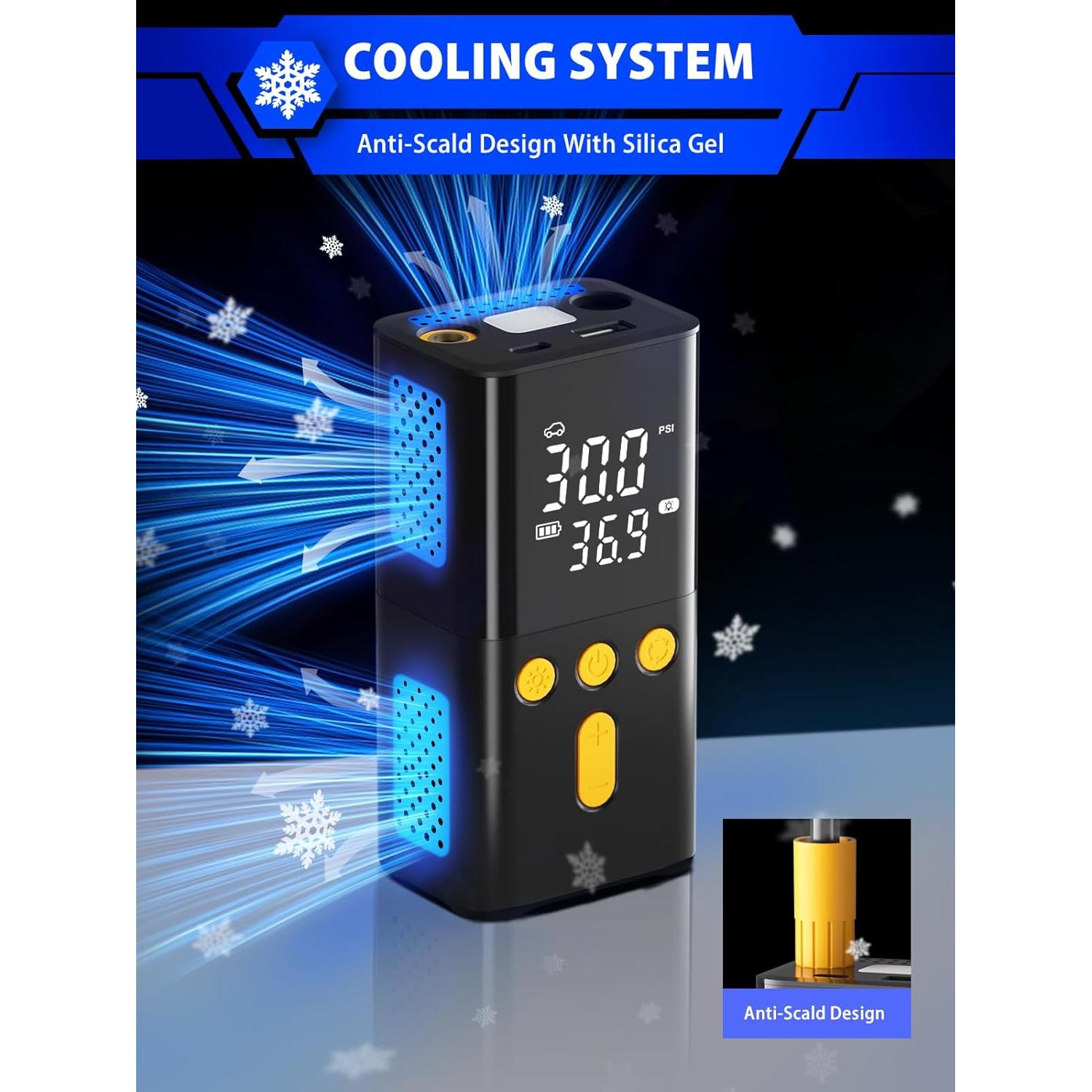 Inflador de Neumáticos Portátil BAIPENY 150 PSI con Manómetro