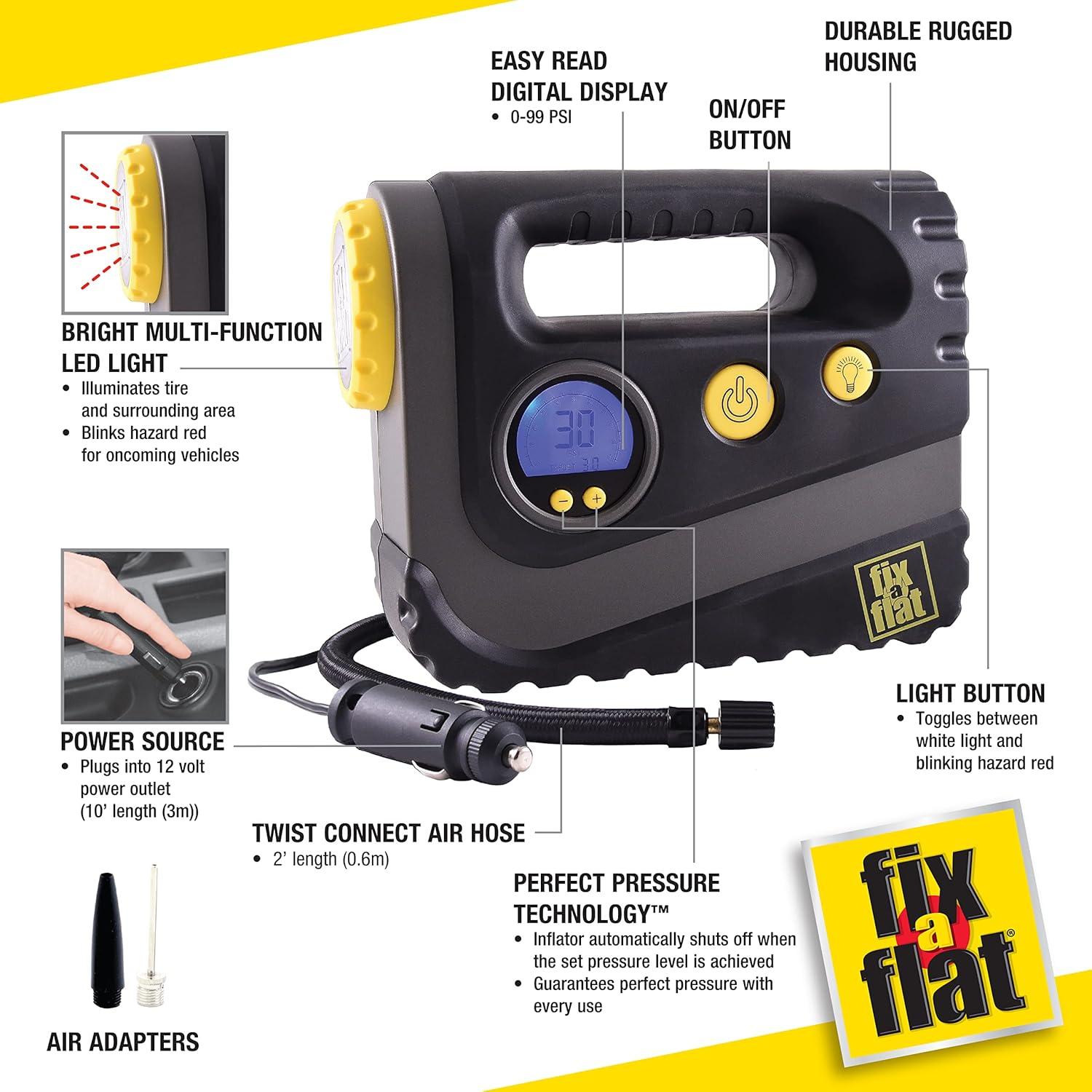 Inflador de Neumáticos Fix-a-Flat S40072 12V Digital 99 PSI