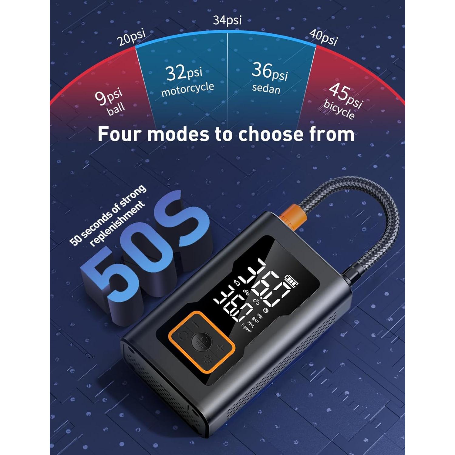 Compresor de Aire Portátil LYTFEI 150 PSI con Luz LED