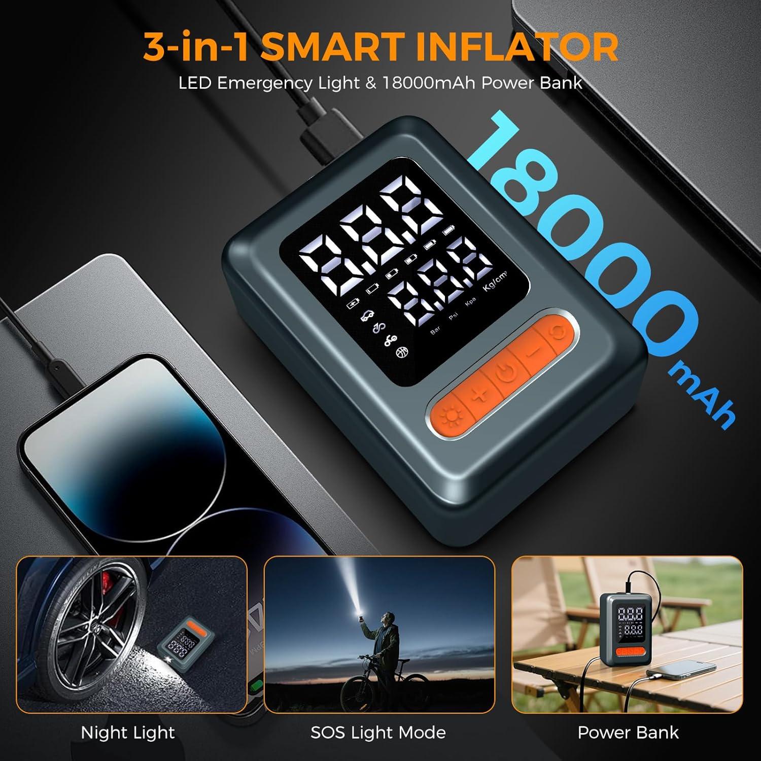 Compresor de Aire Portátil Trekora 20V con Manómetro 150PSI