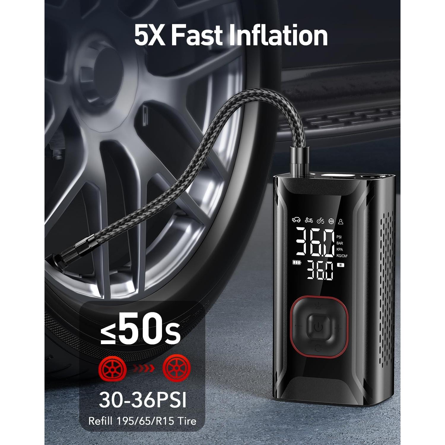 Compresor de Aire Portátil HIPOM AJ-007 150 PSI Batería 10000 mAh