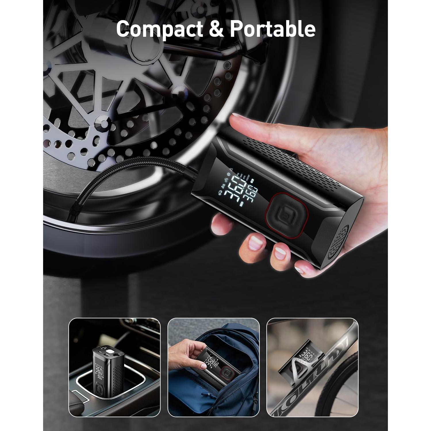 Compresor de Aire Portátil HIPOM AJ-007 150 PSI Batería 10000 mAh