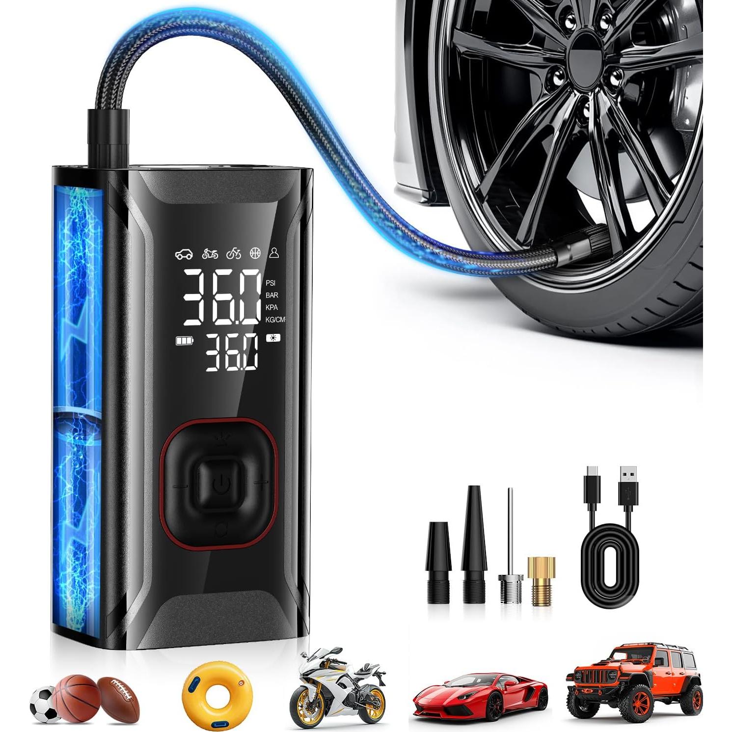 Compresor de Aire Portátil HIPOM AJ-007 150 PSI Batería 10000 mAh