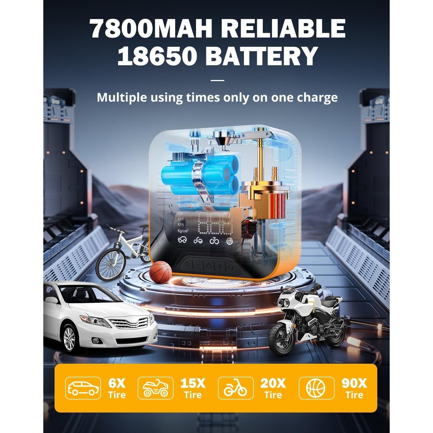 Compresor de Aire Portátil Auxbeam Inflador Neumáticos 150 PSI