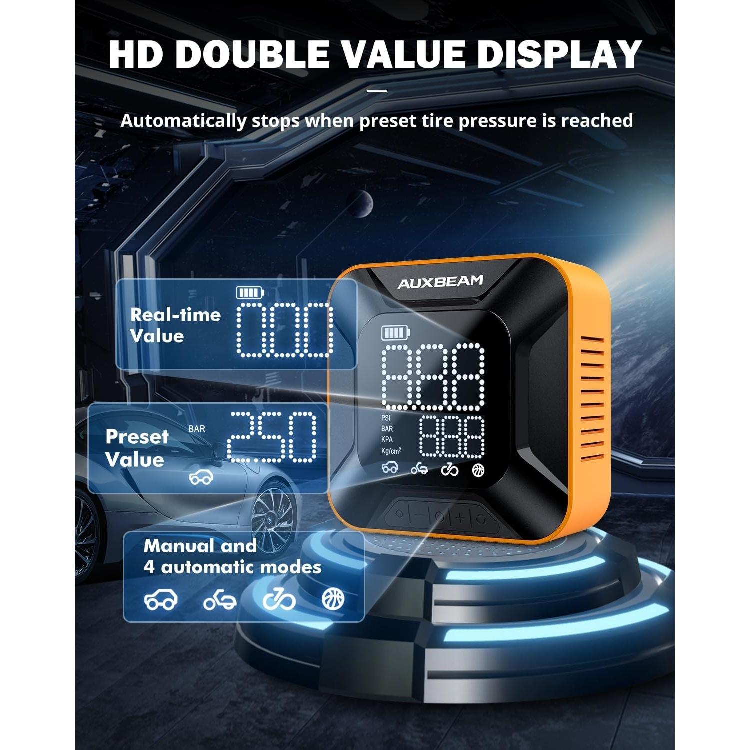 Compresor de Aire Portátil Auxbeam Inflador Neumáticos 150 PSI