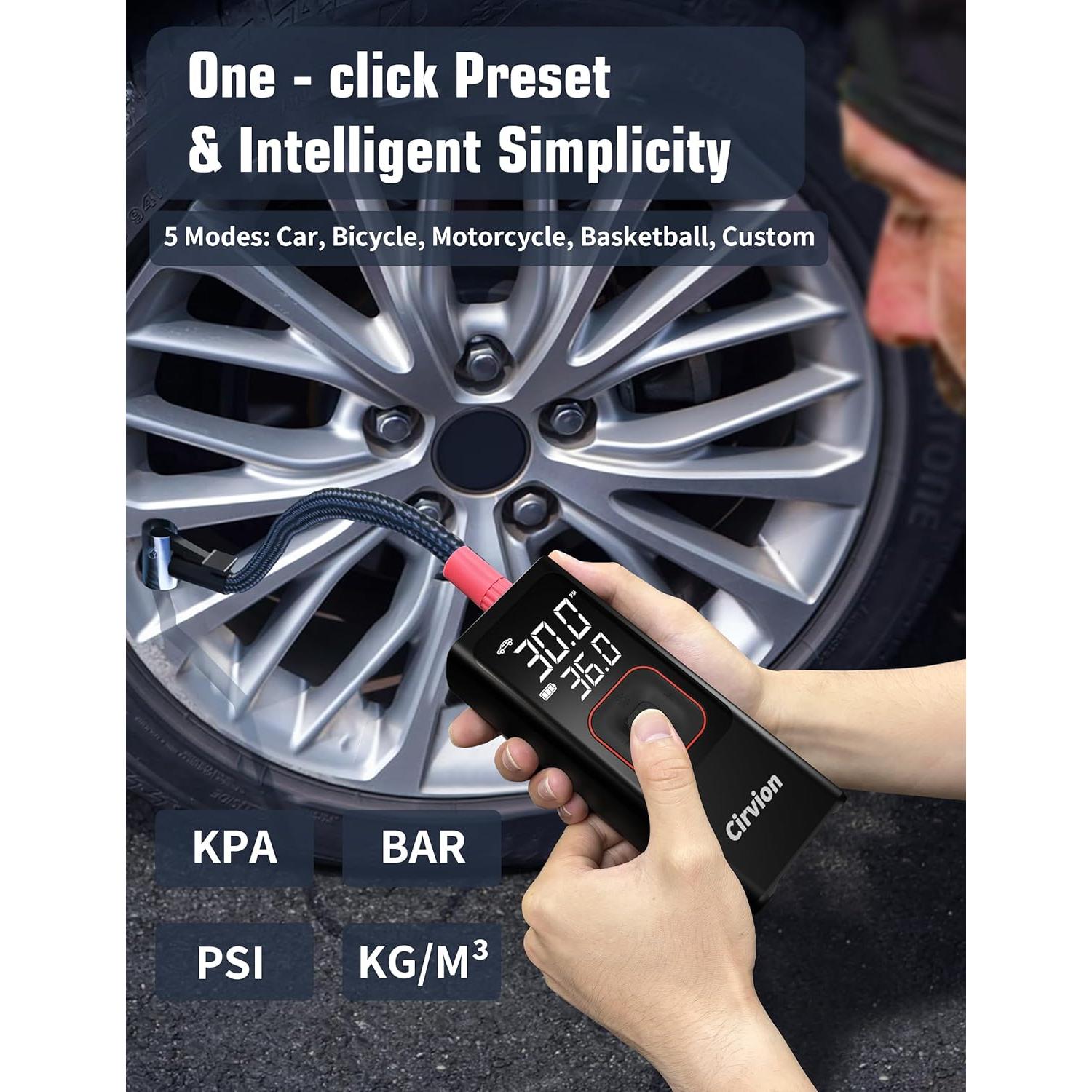 Compresor de Aire Portátil Cirvion 25000mAh 160 PSI Inalámbrico