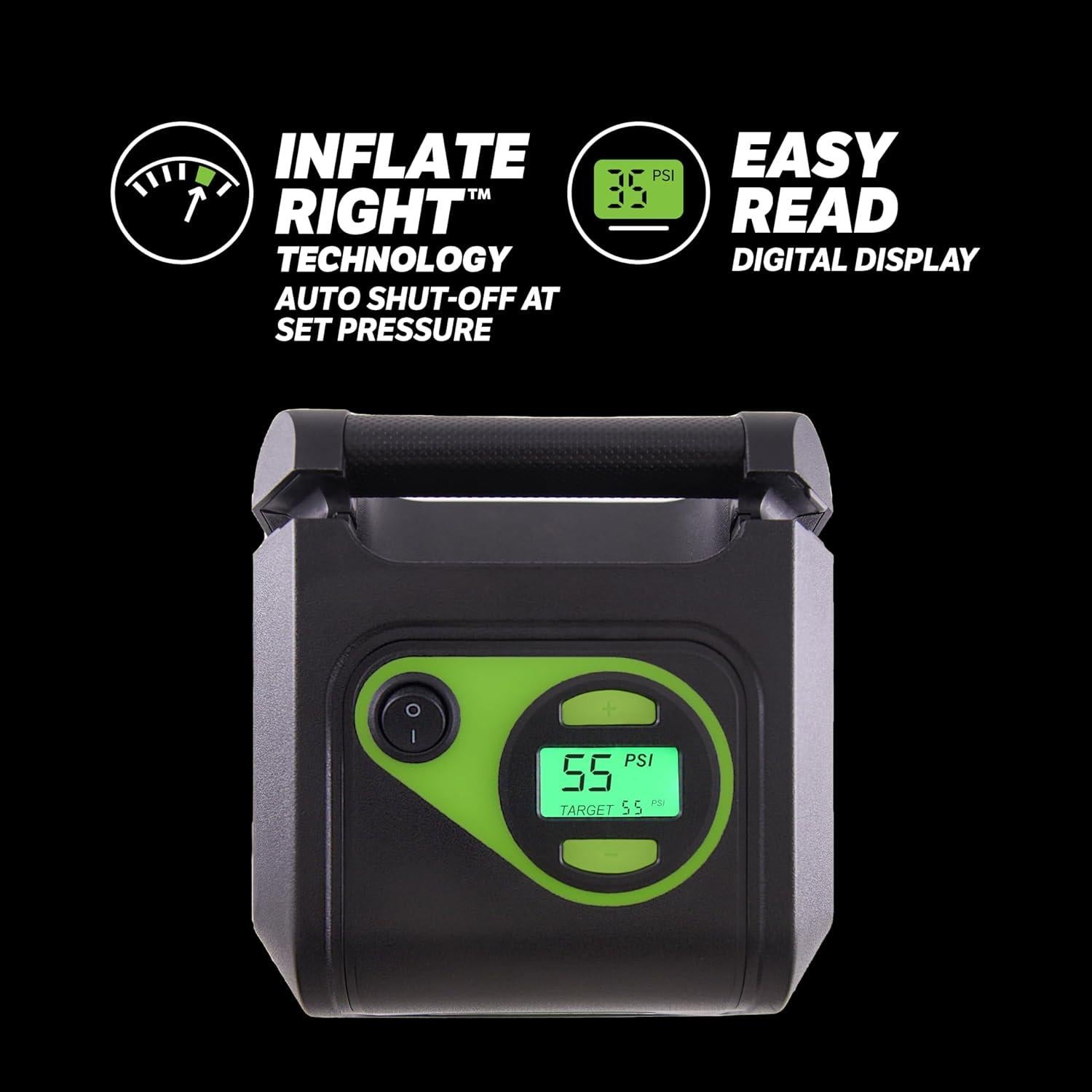 Inflador de Neumáticos Slime 40052, Portátil 12V/120V, 99 psi