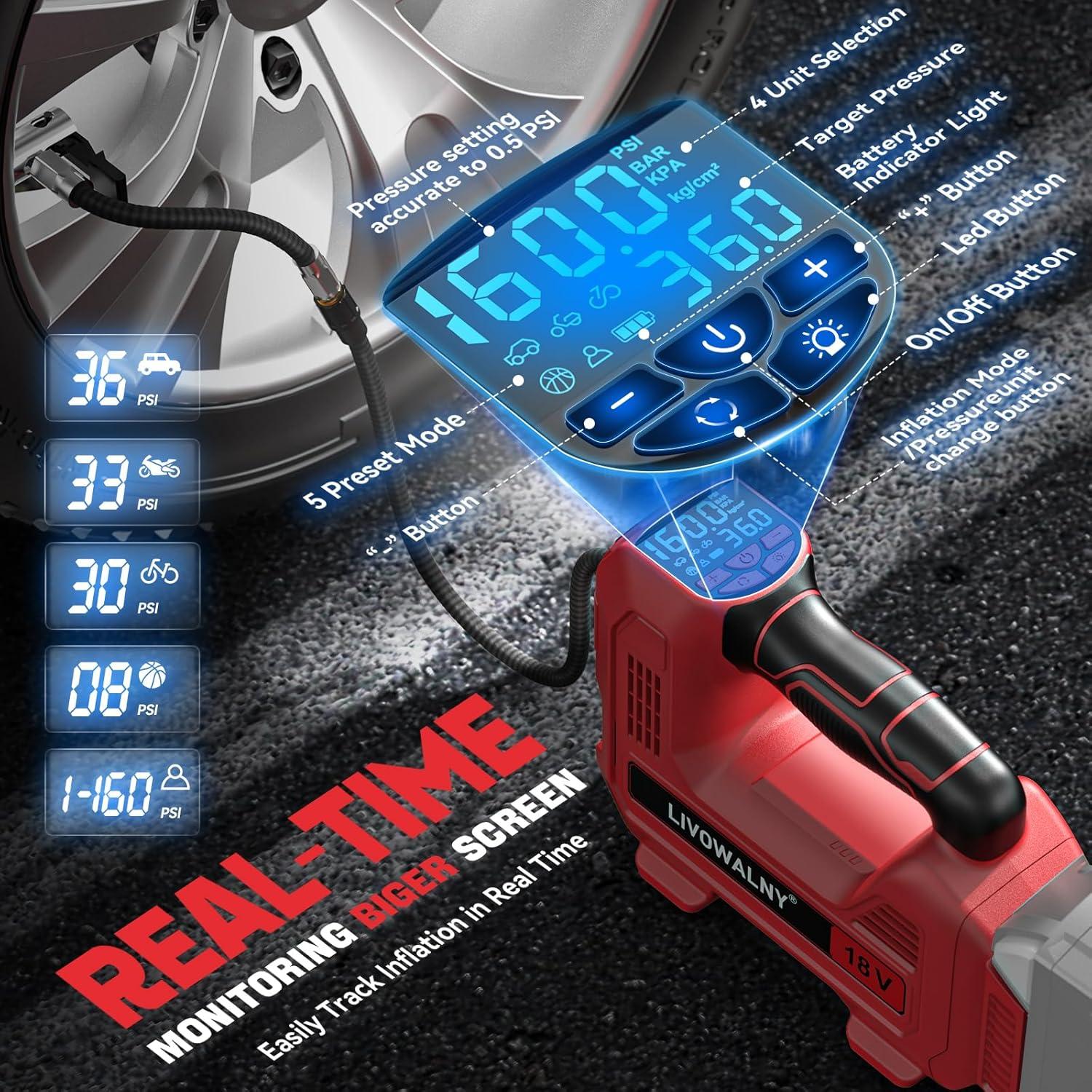 Compresor de Aire Portátil 18V Milwaukee - 160 PSI con Manómetro