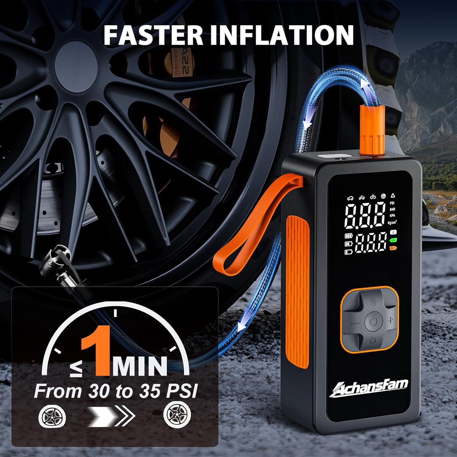 Compresor de Aire Portátil Achansfam 150 PSI Bomba Inalámbrica