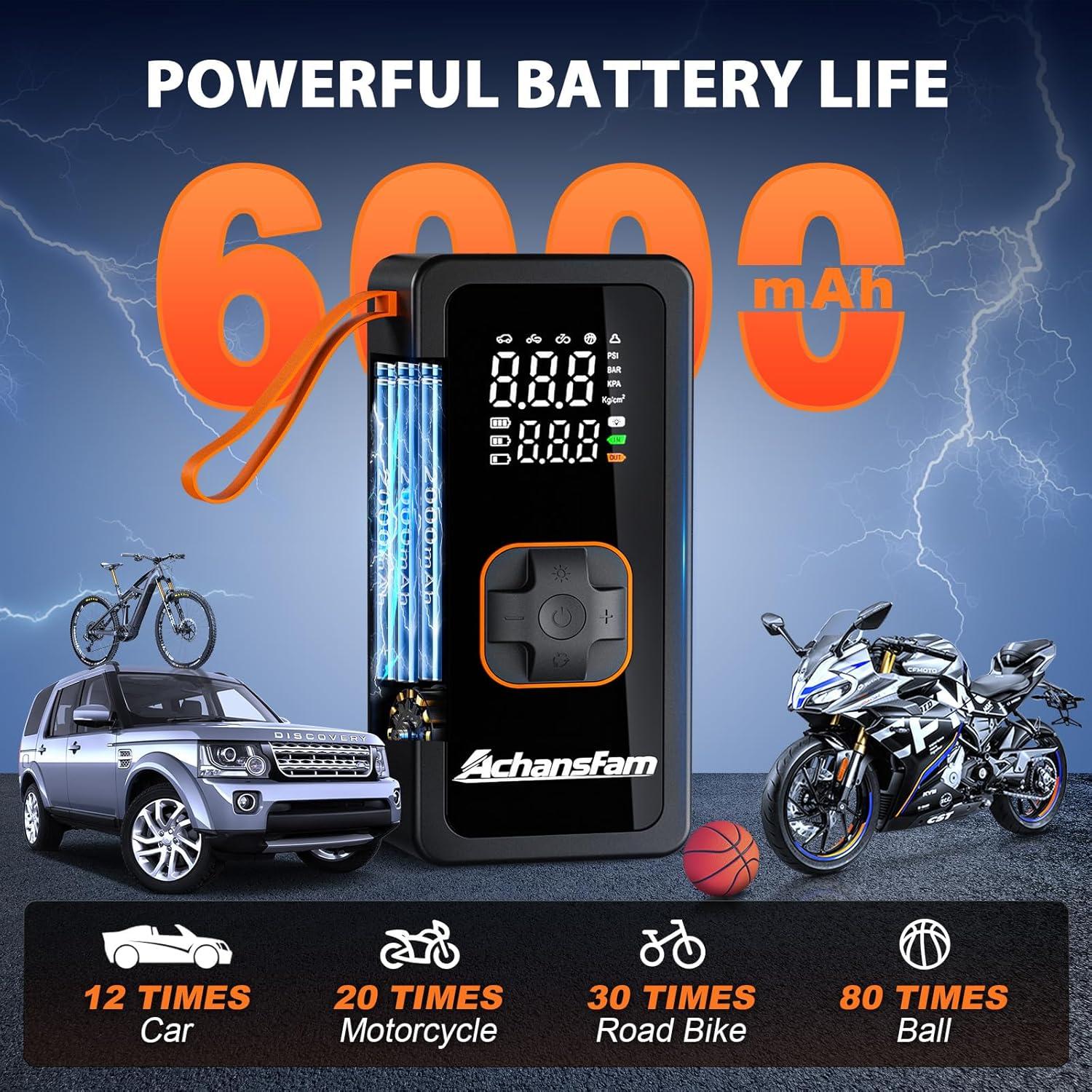 Compresor de Aire Portátil Achansfam 150 PSI Bomba Inalámbrica