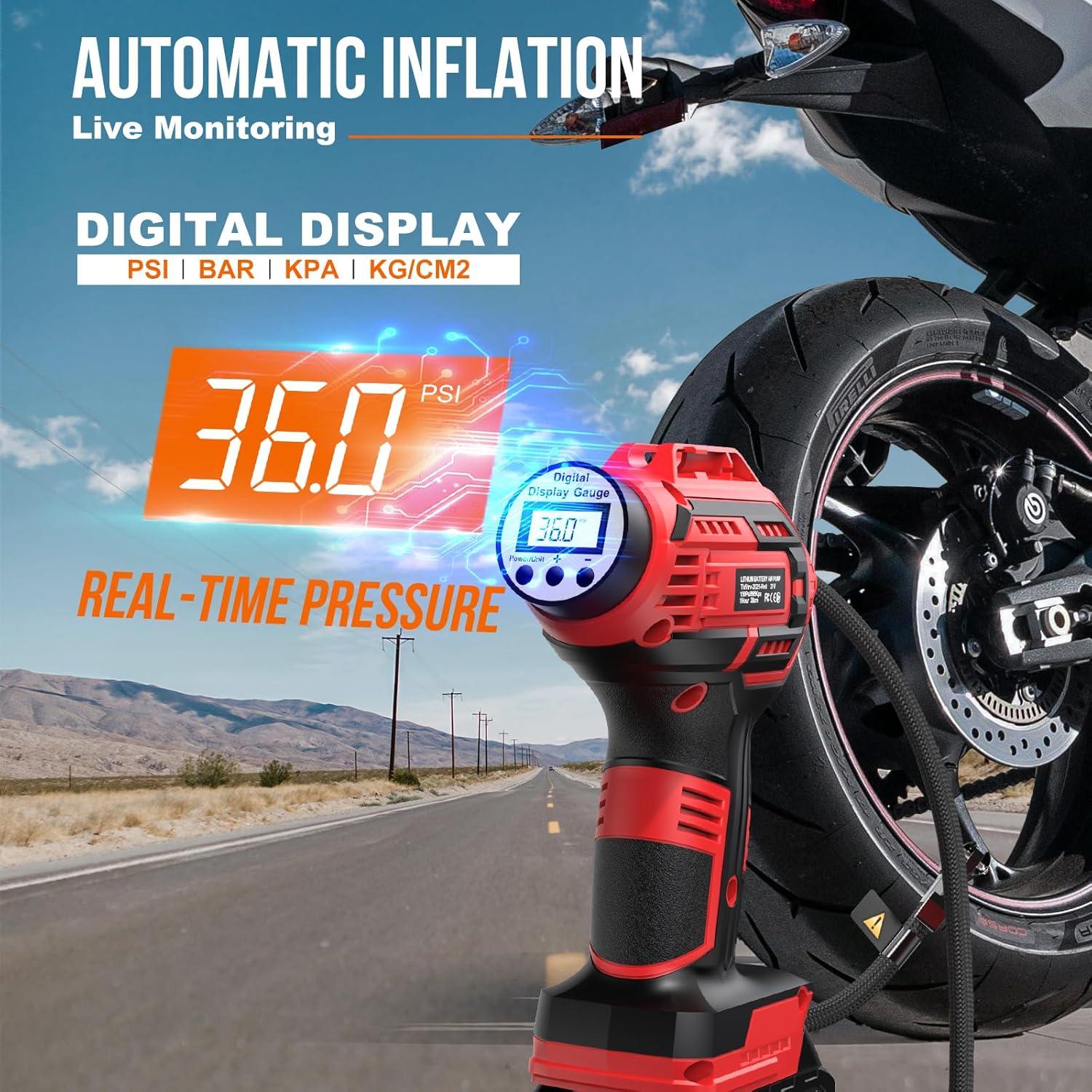 Compresor de Aire Portátil Thfitrv 21V 150 PSI Inalámbrico