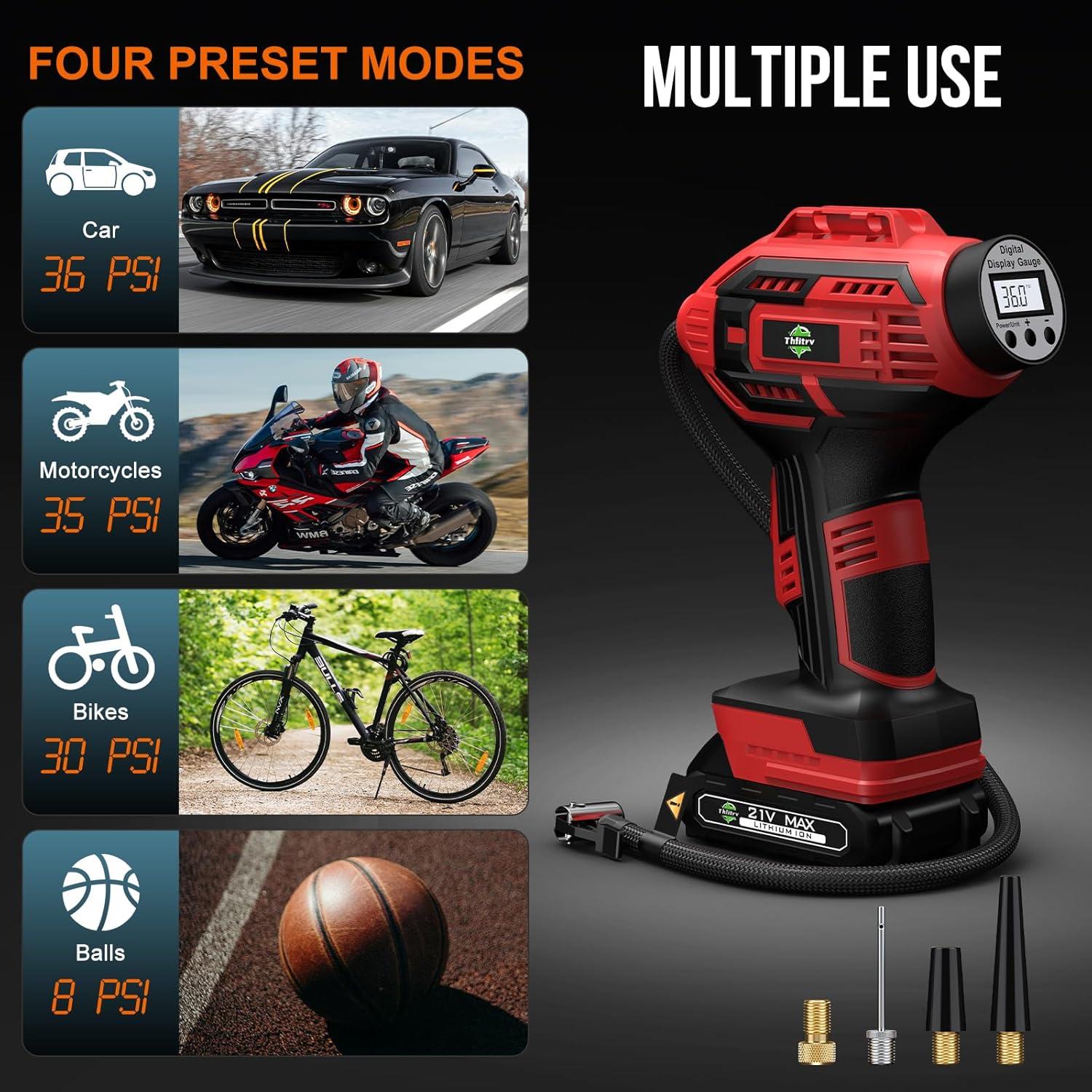 Compresor de Aire Portátil Thfitrv 21V 150 PSI Inalámbrico