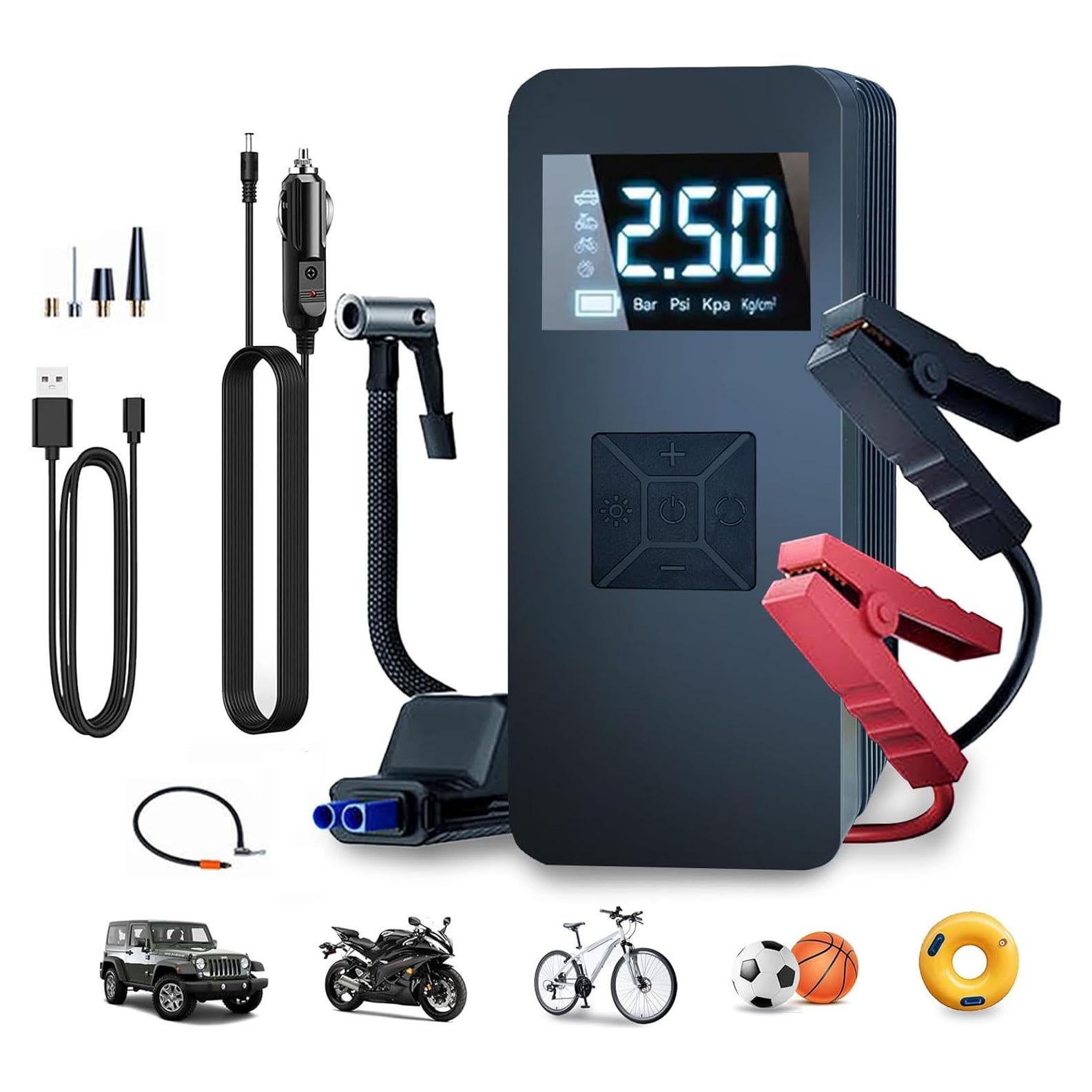 Arrancador de Batería EDOMOL LX0301 con Compresor 150 PSI