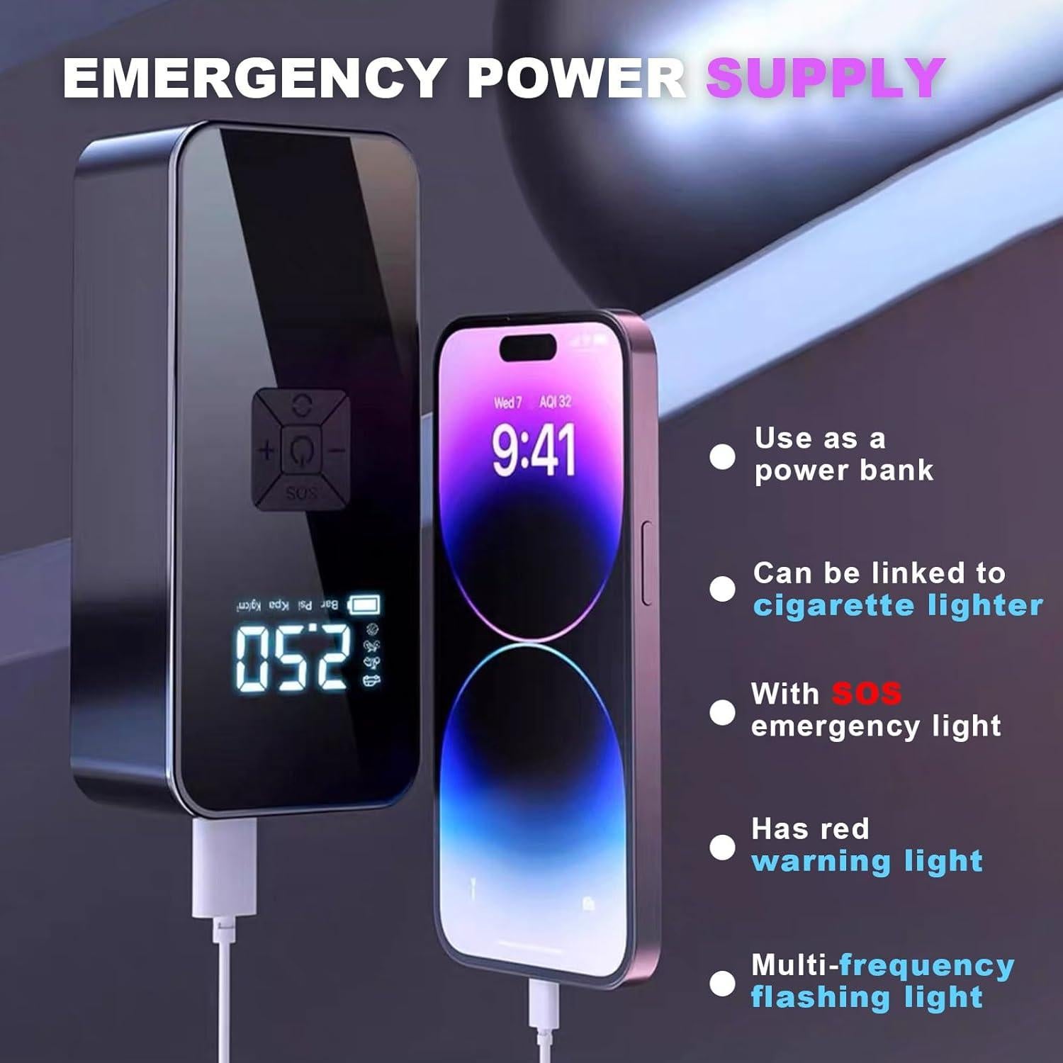 Arrancador de Batería EDOMOL LX0301 con Compresor 150 PSI