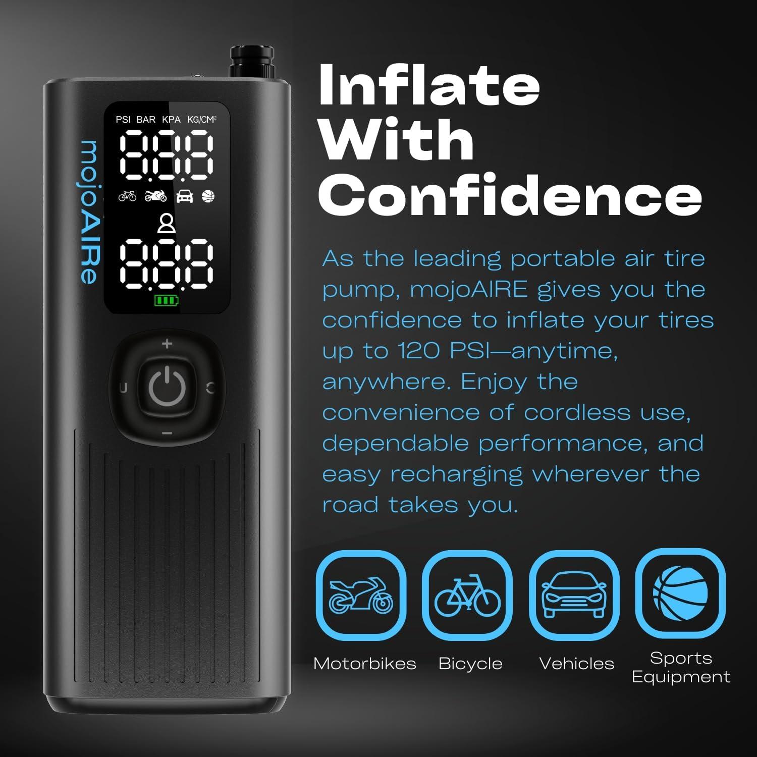 Compresor de Aire Portátil MOJOAIRE con Manómetro y Linterna