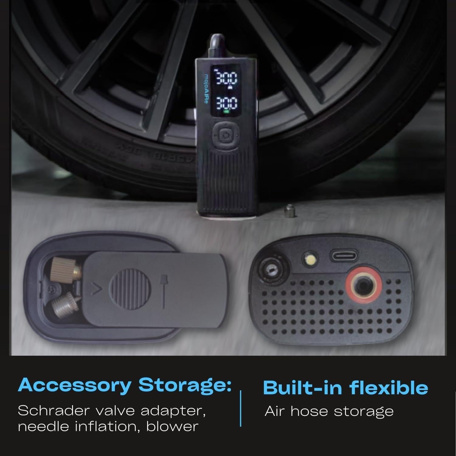 Compresor de Aire Portátil MOJOAIRE con Manómetro y Linterna