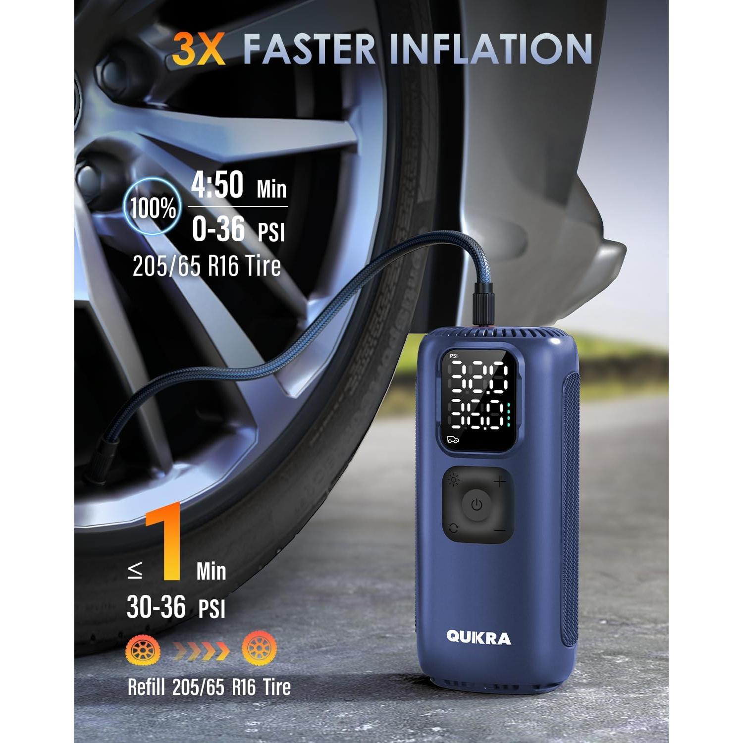 Compresor de Aire Portátil Quikra T22 160PSI Inalámbrico