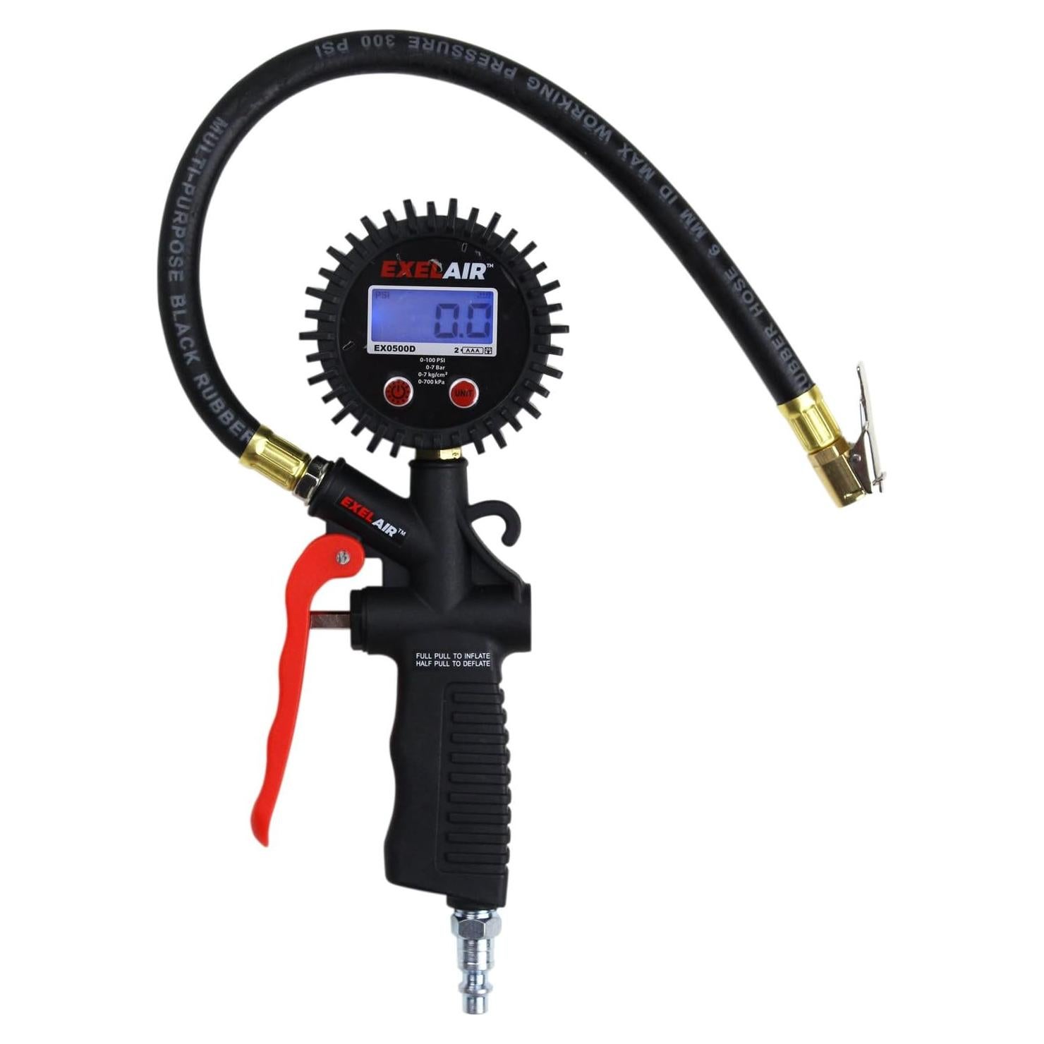 Medidor Digital de Inflador de Neumáticos EXELAIR EX0500D 0-100 PSI
