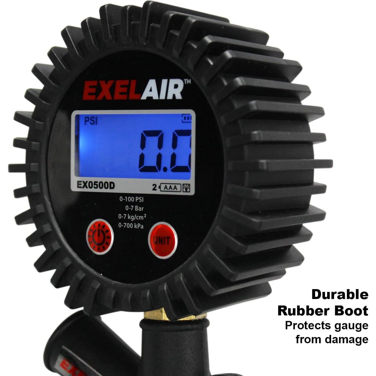 Medidor Digital de Inflador de Neumáticos EXELAIR EX0500D 0-100 PSI