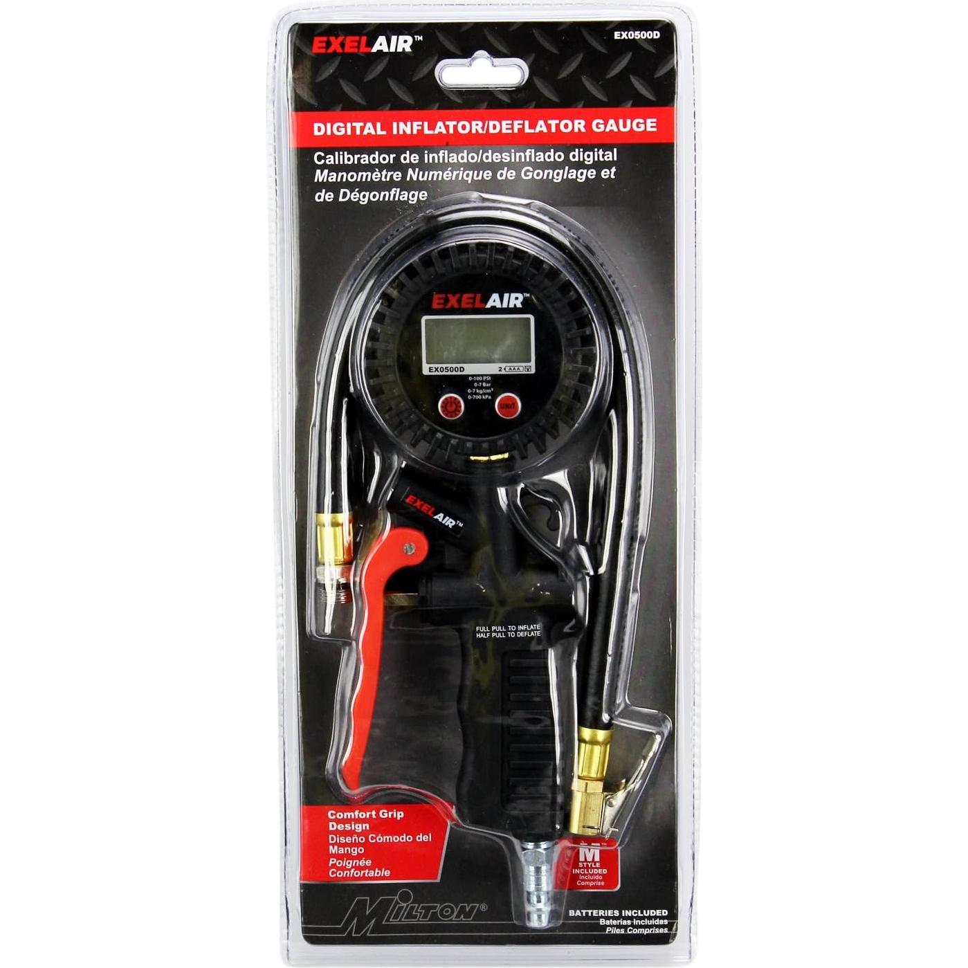 Medidor Digital de Inflador de Neumáticos EXELAIR EX0500D 0-100 PSI