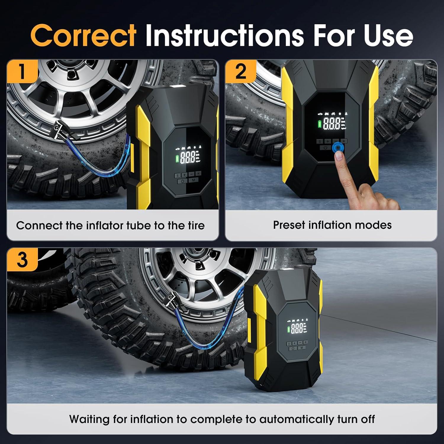 Compresor de Aire Portátil FLYKID T2222 150PSI Batería Recargable