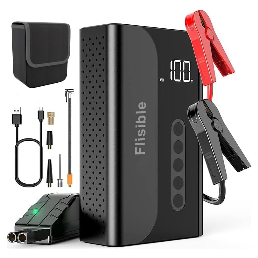 Arrancador de Salto Portátil Flisible 2000A con Compresor 150PSI