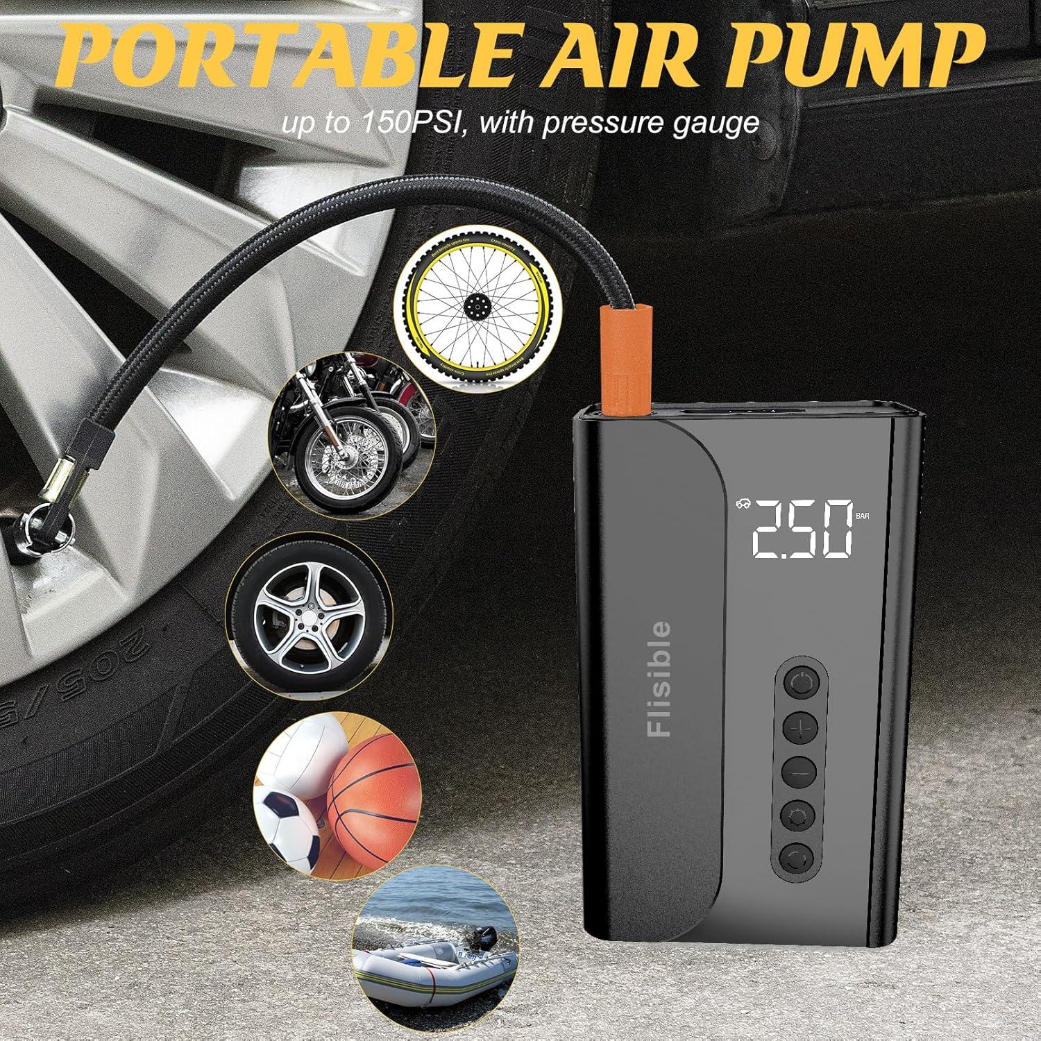 Arrancador de Salto Portátil Flisible 2000A con Compresor 150PSI