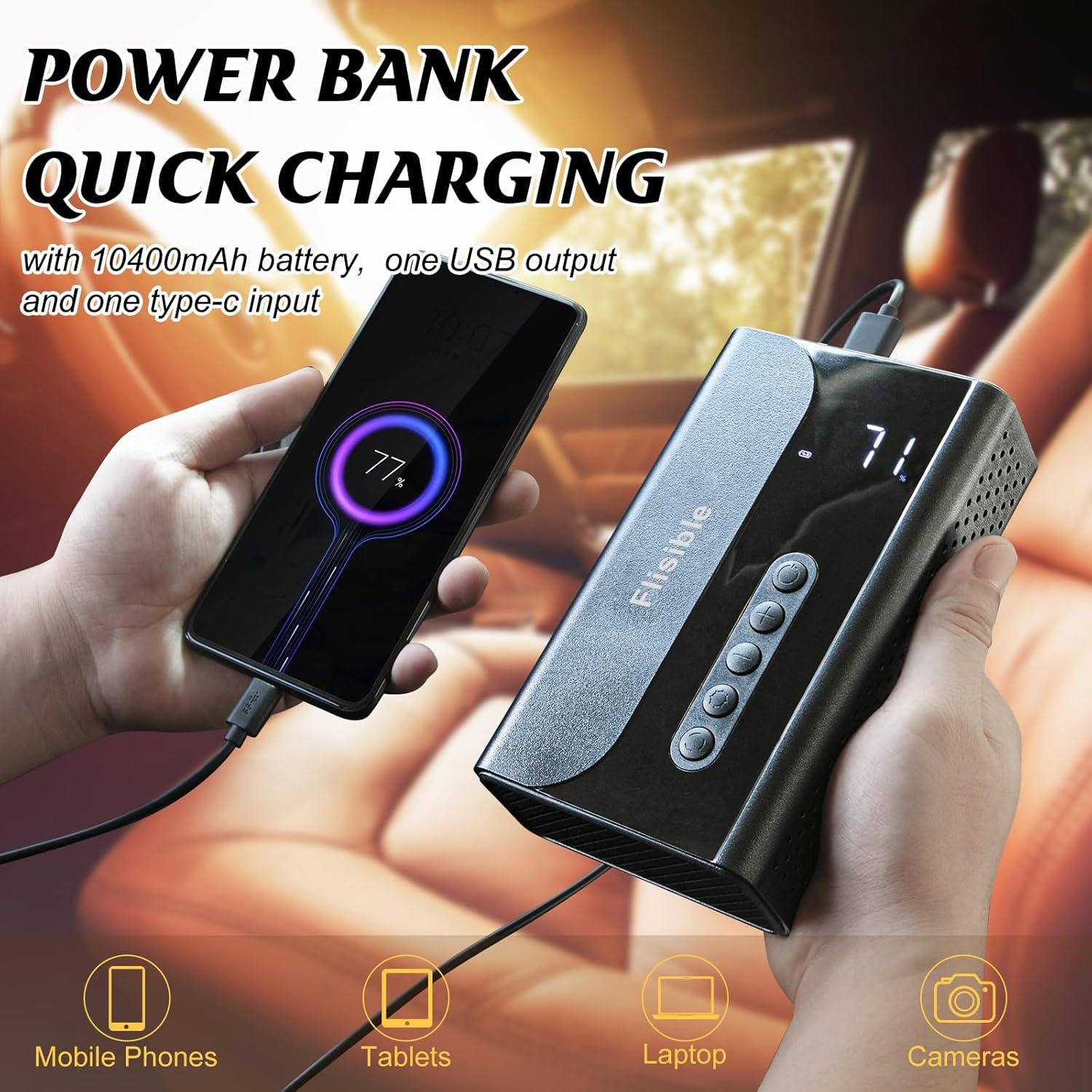 Arrancador de Salto Portátil Flisible 2000A con Compresor 150PSI