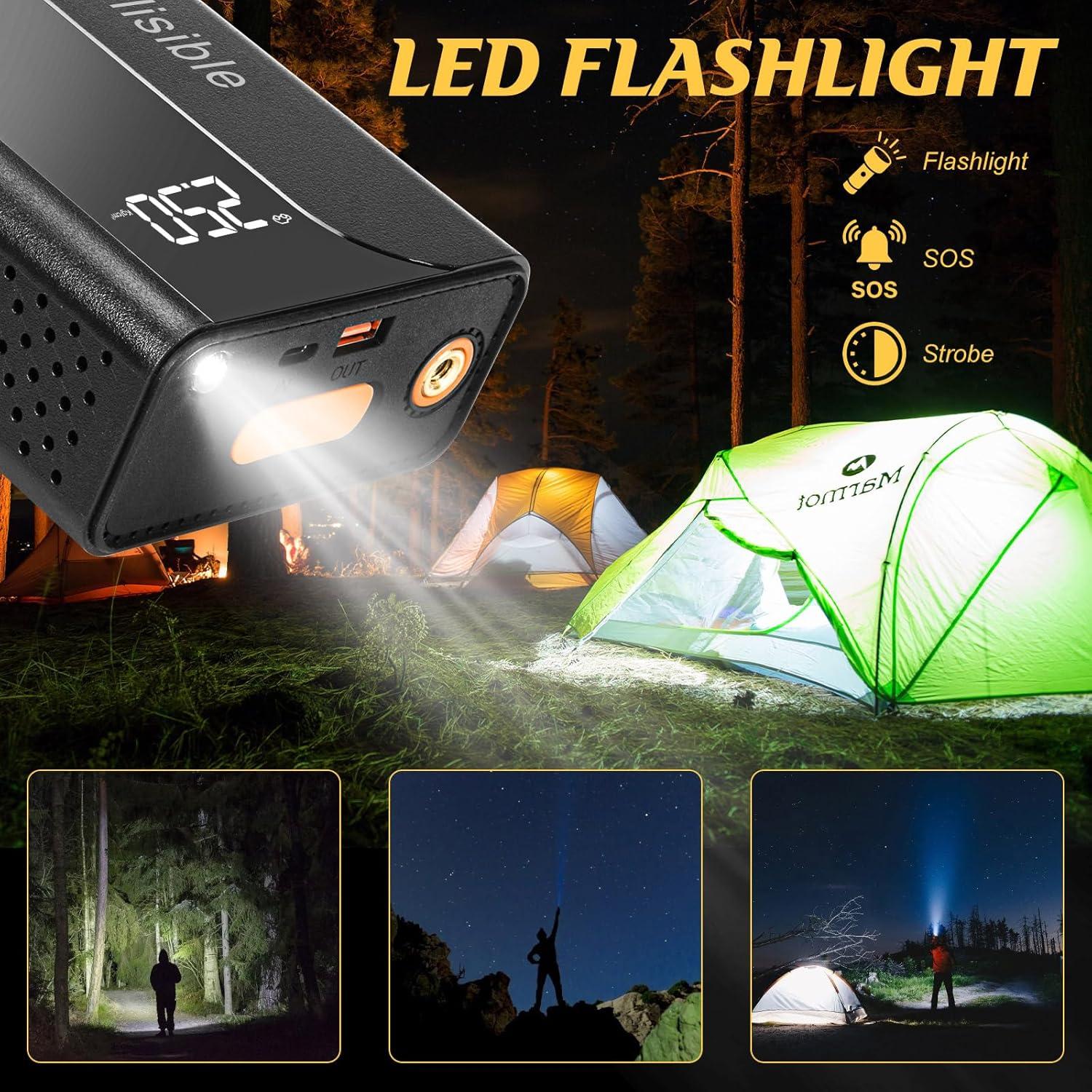 Arrancador de Salto Portátil Flisible 2000A con Compresor 150PSI