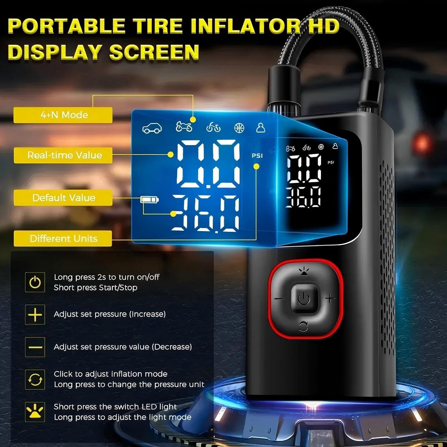 Compresor de Aire Portátil Tech-Glob 150 PSI con Luz LED