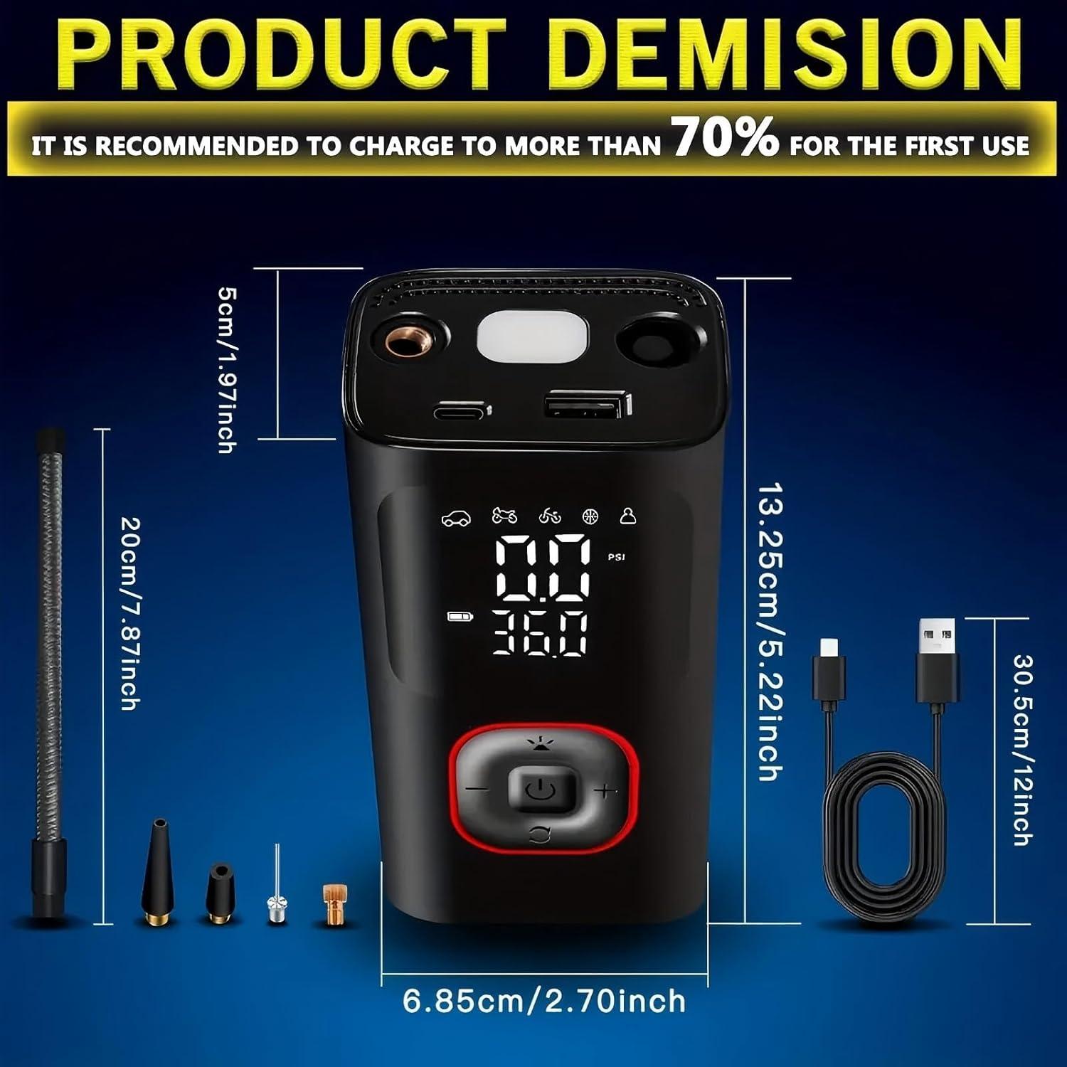 Compresor de Aire Portátil Tech-Glob 150 PSI con Luz LED