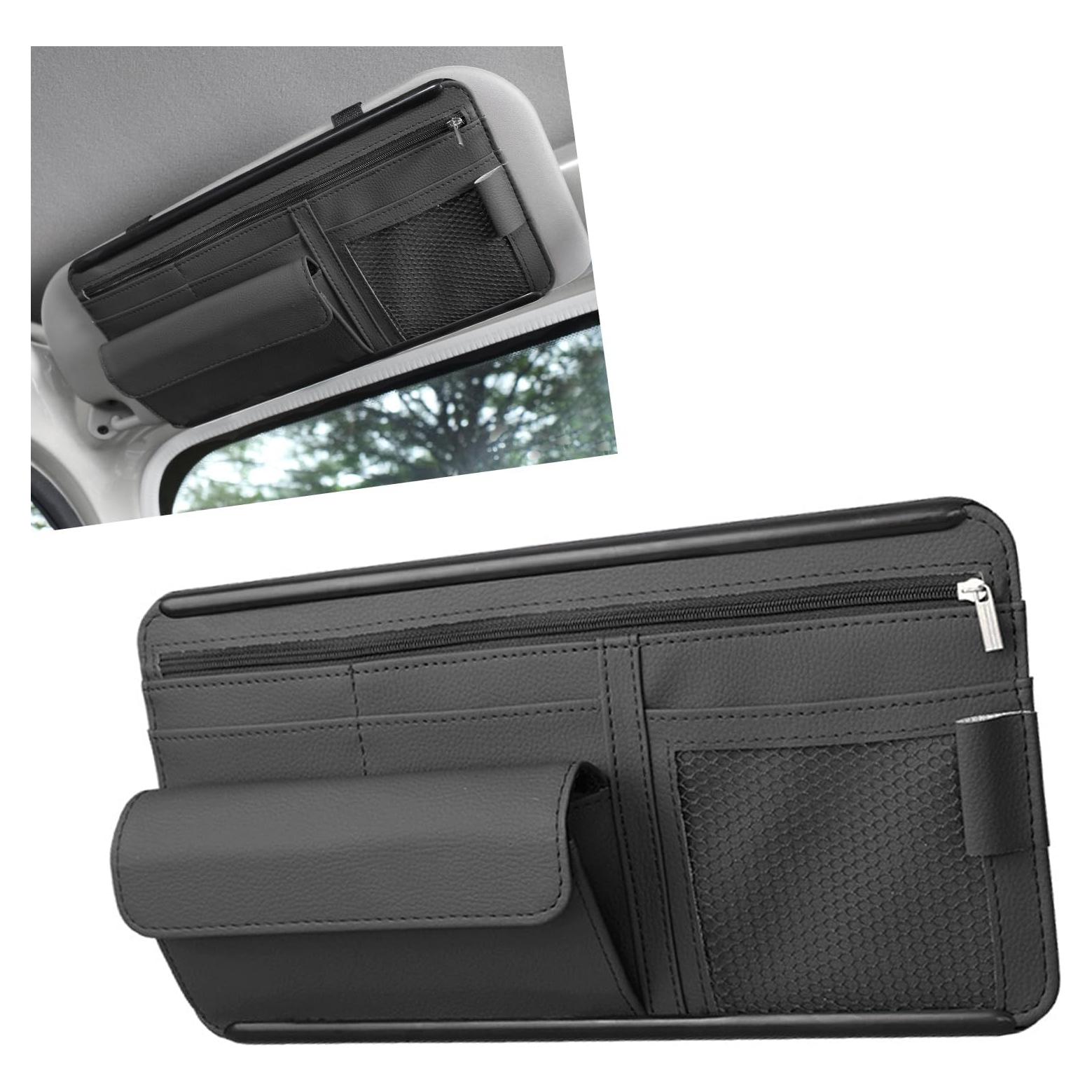 Organizador de Visera de Coche MLY en Cuero Negro Impermeable