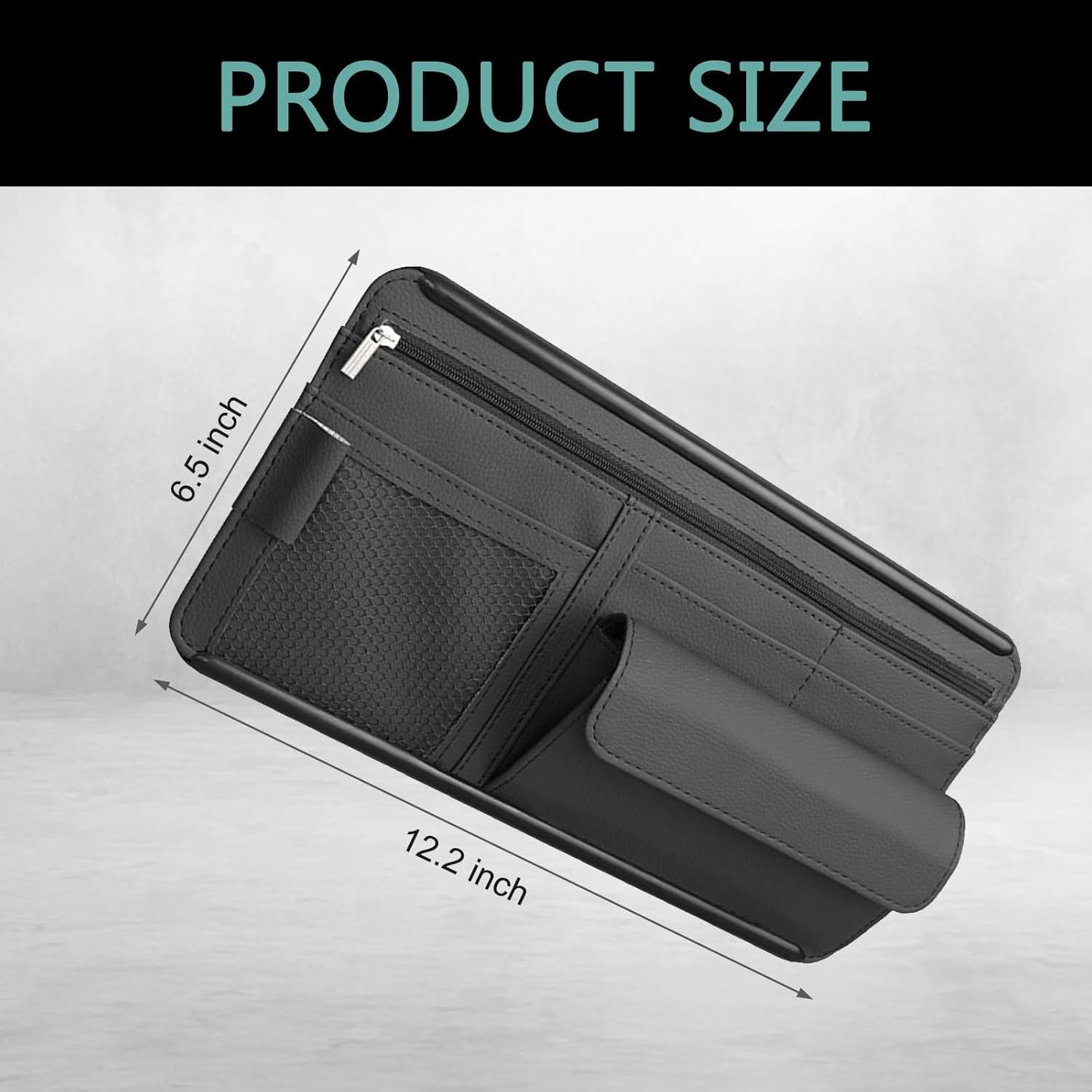 Organizador de Visera de Coche MLY en Cuero Negro Impermeable