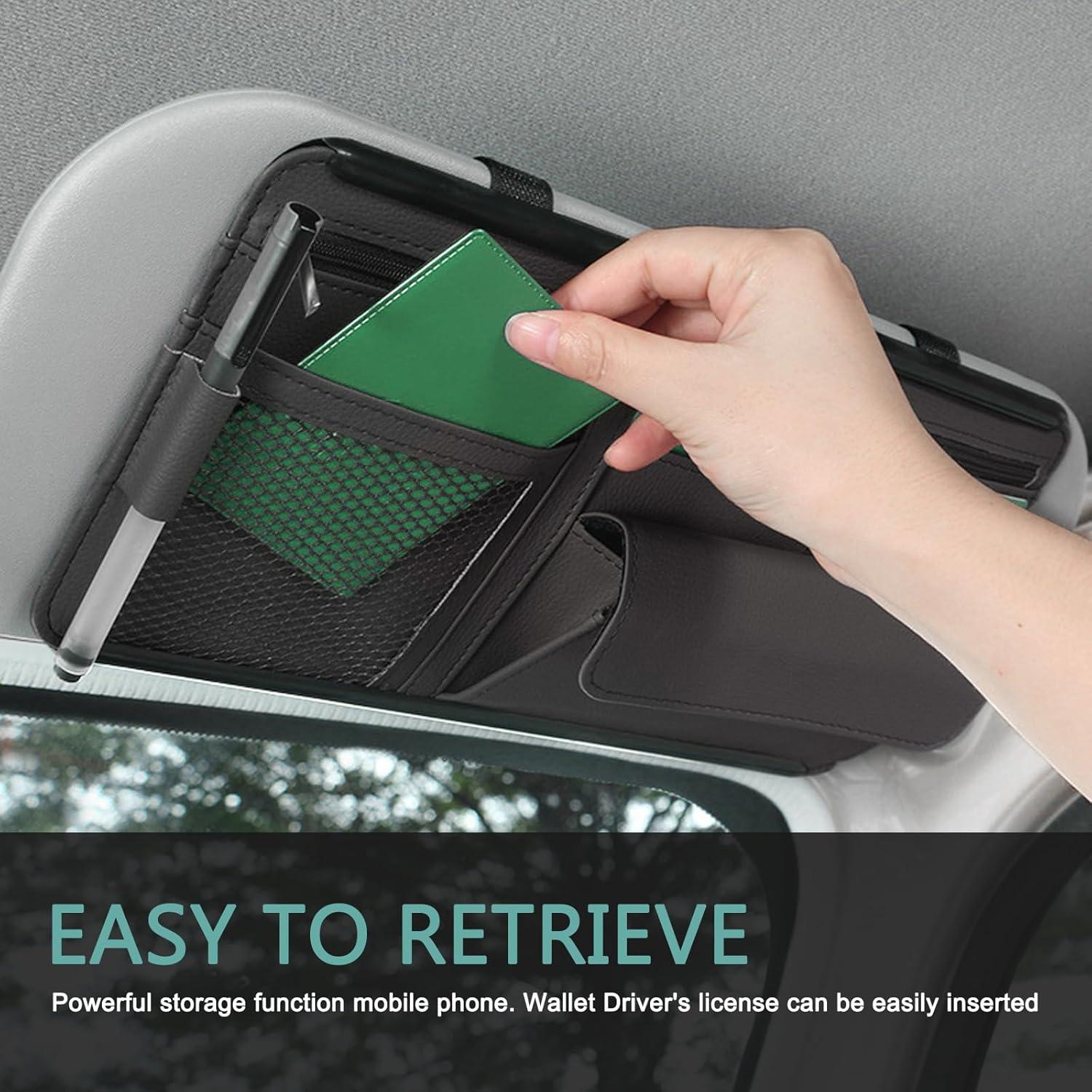 Organizador de Visera de Coche MLY en Cuero Negro Impermeable