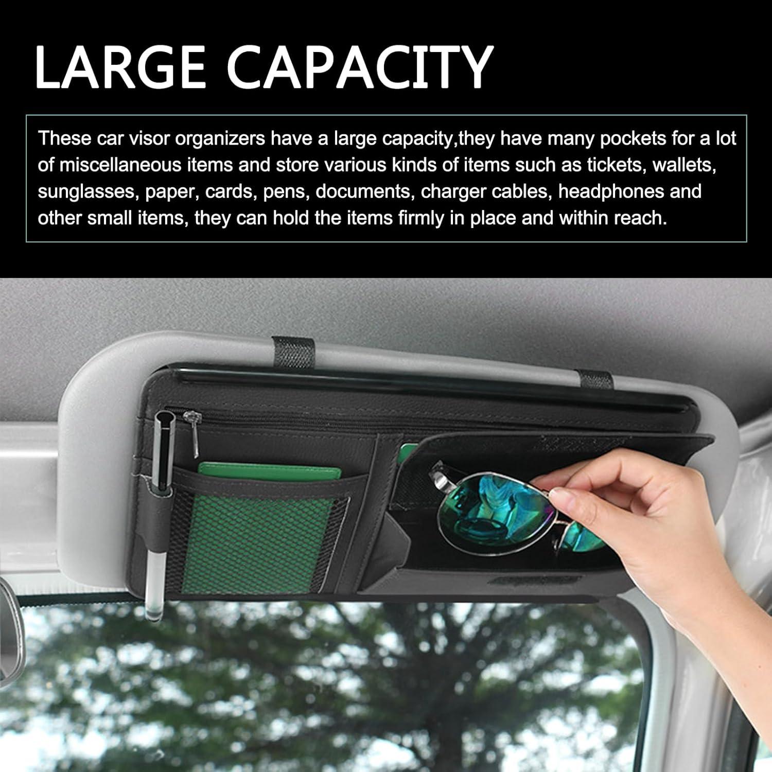 Organizador de Visera de Coche MLY en Cuero Negro Impermeable