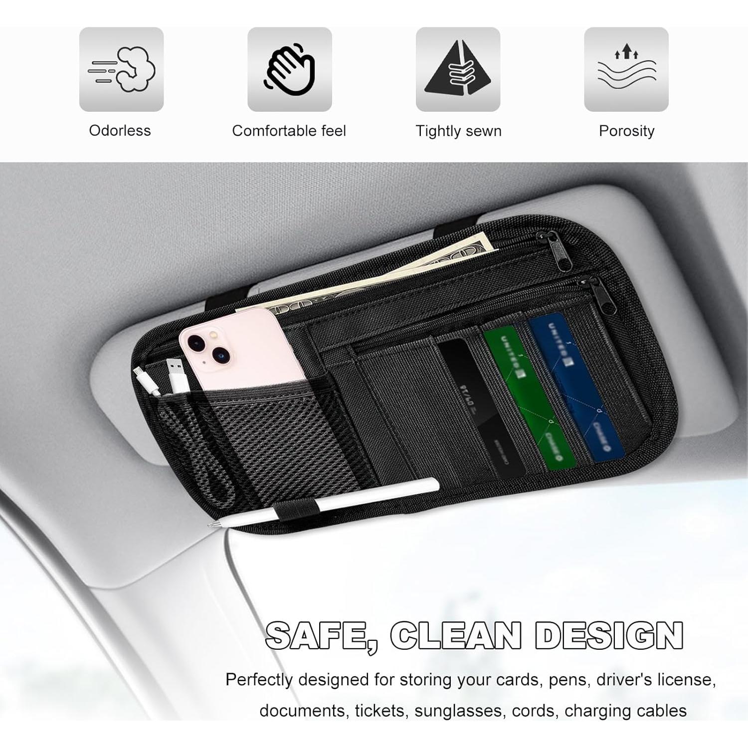 Organizador de Visera de Coche SHMZK 30x15 cm Multi-Bolsillo