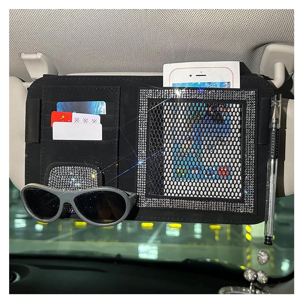 Organizador de Visera de Coche BESULEN Negro con Rhinestones
