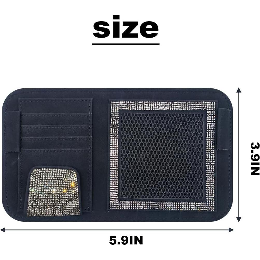 Organizador de Visera de Coche BESULEN Negro con Rhinestones