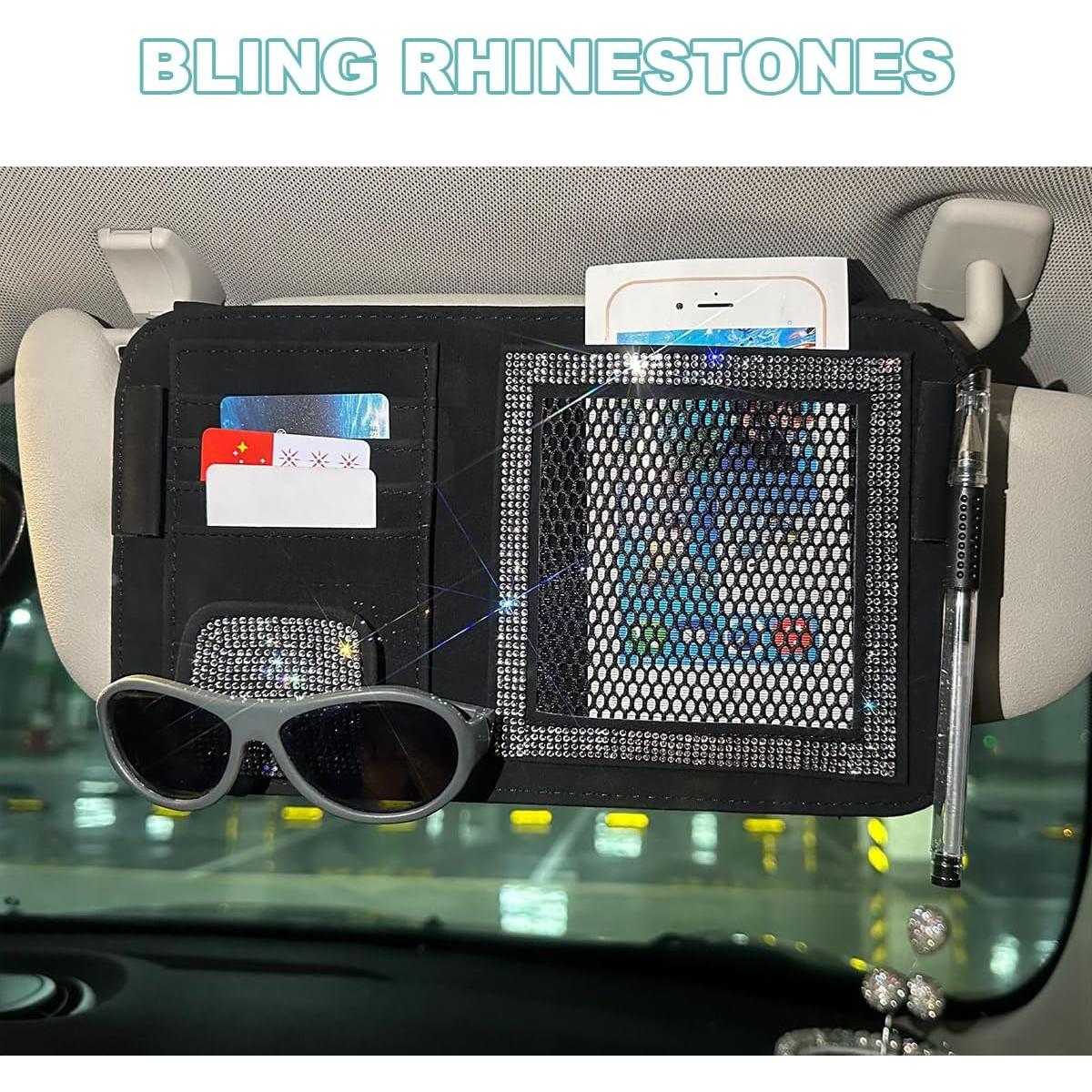 Organizador de Visera de Coche BESULEN Negro con Rhinestones