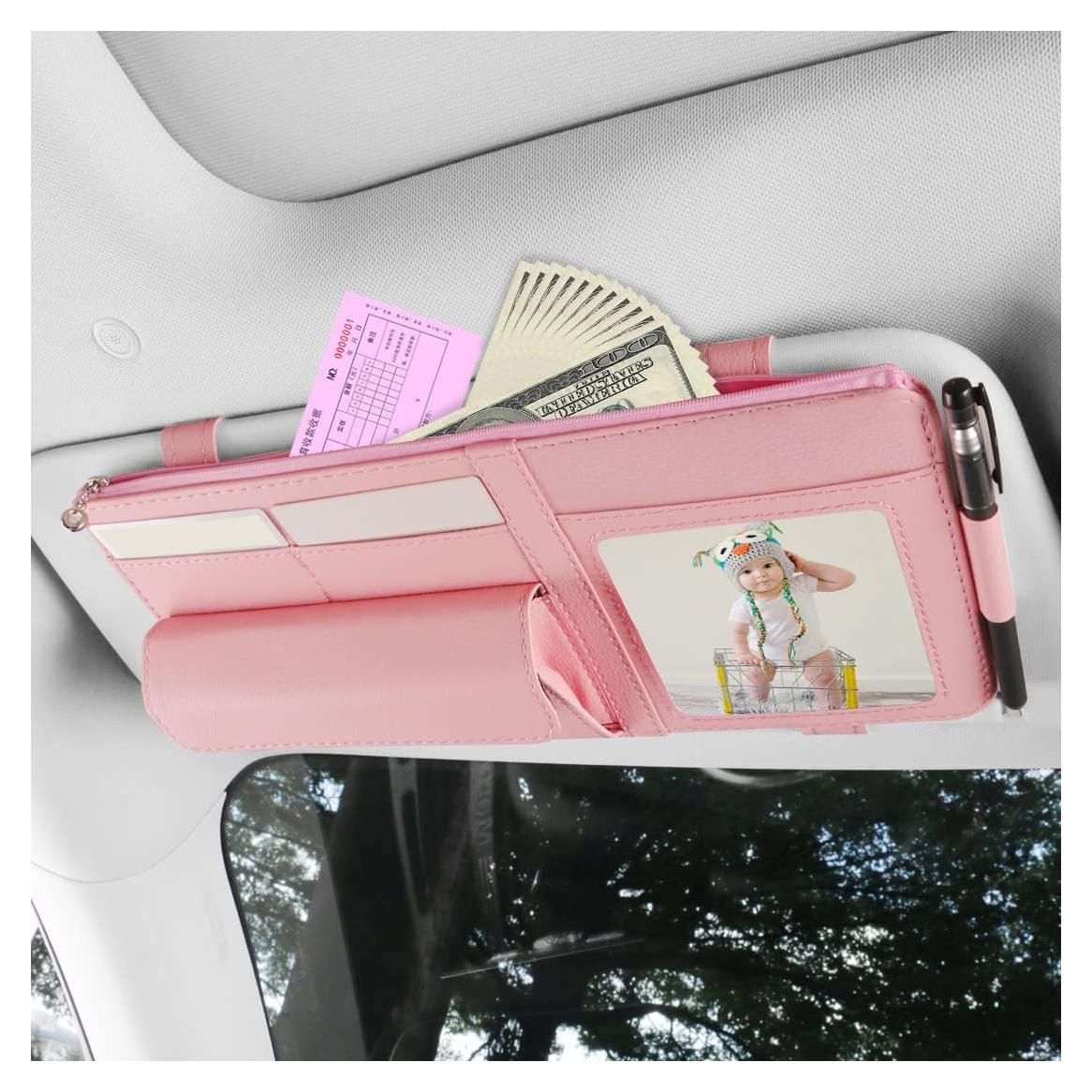 Organizador de Visera de Coche SEMBEM Rosa con Marco de Fotos