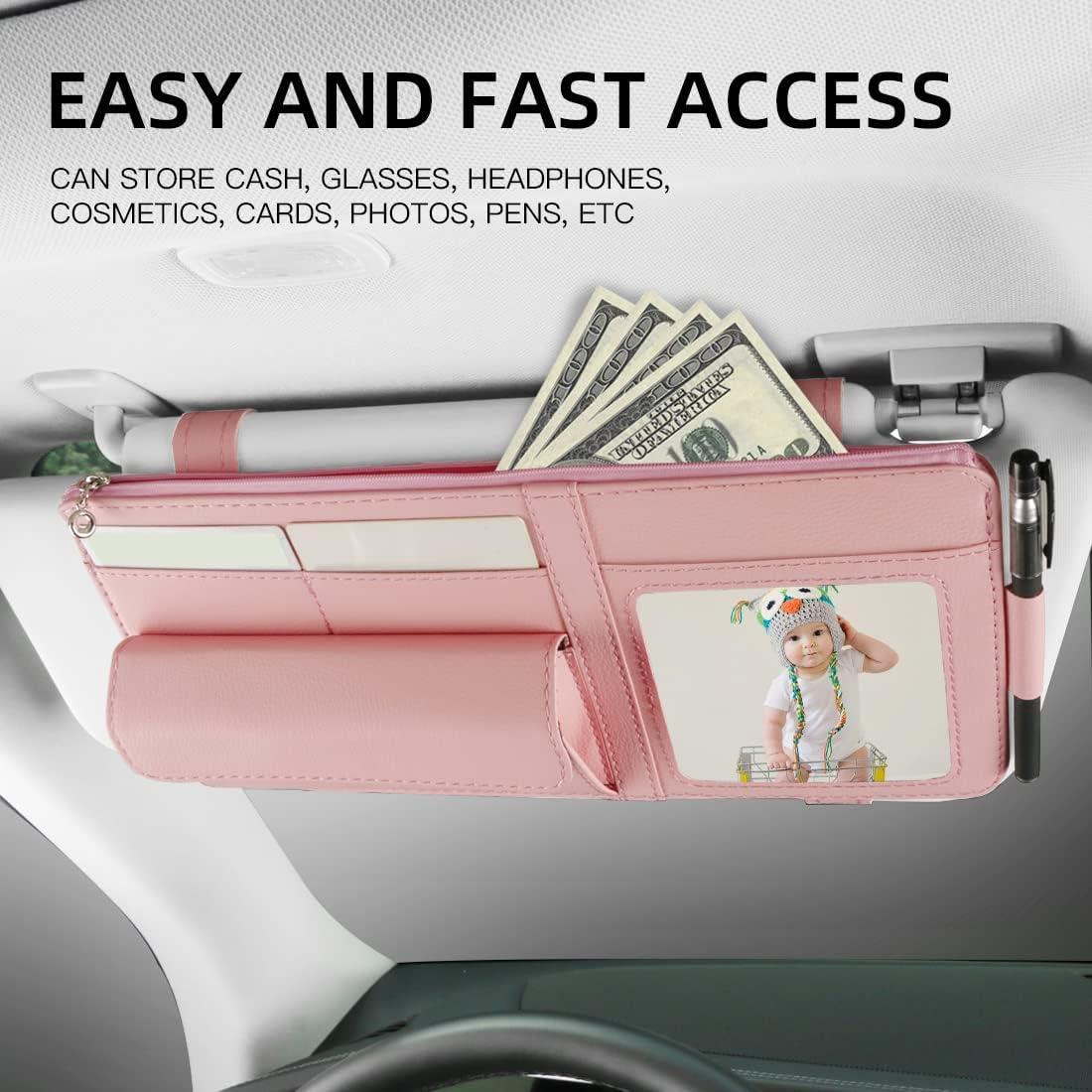 Organizador de Visera de Coche SEMBEM Rosa con Marco de Fotos