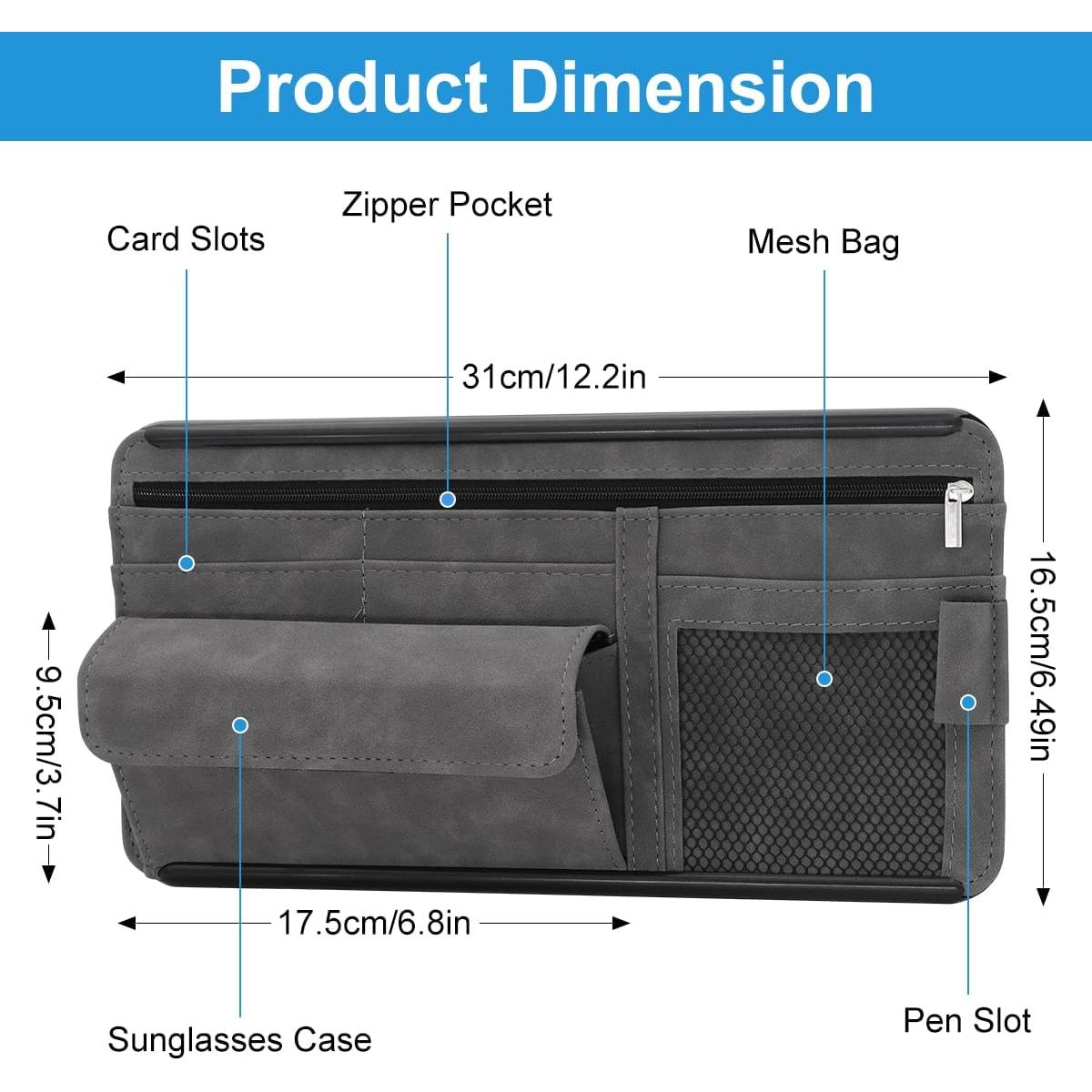 Organizador de Auto HADEEONG Gris de Cuero Sintético 7 Compartimentos