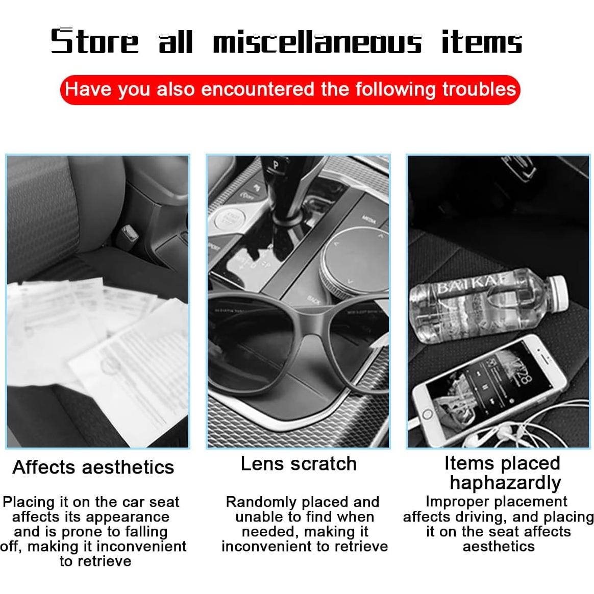 Organizador de Visera de Coche Mandark, Cuero PU Gris, Multi-Bolsillos