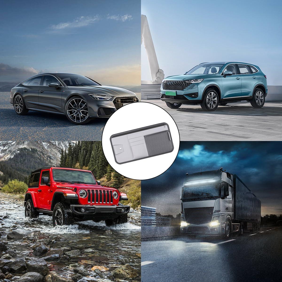 Organizador de Visera de Coche Mandark, Cuero PU Gris, Multi-Bolsillos