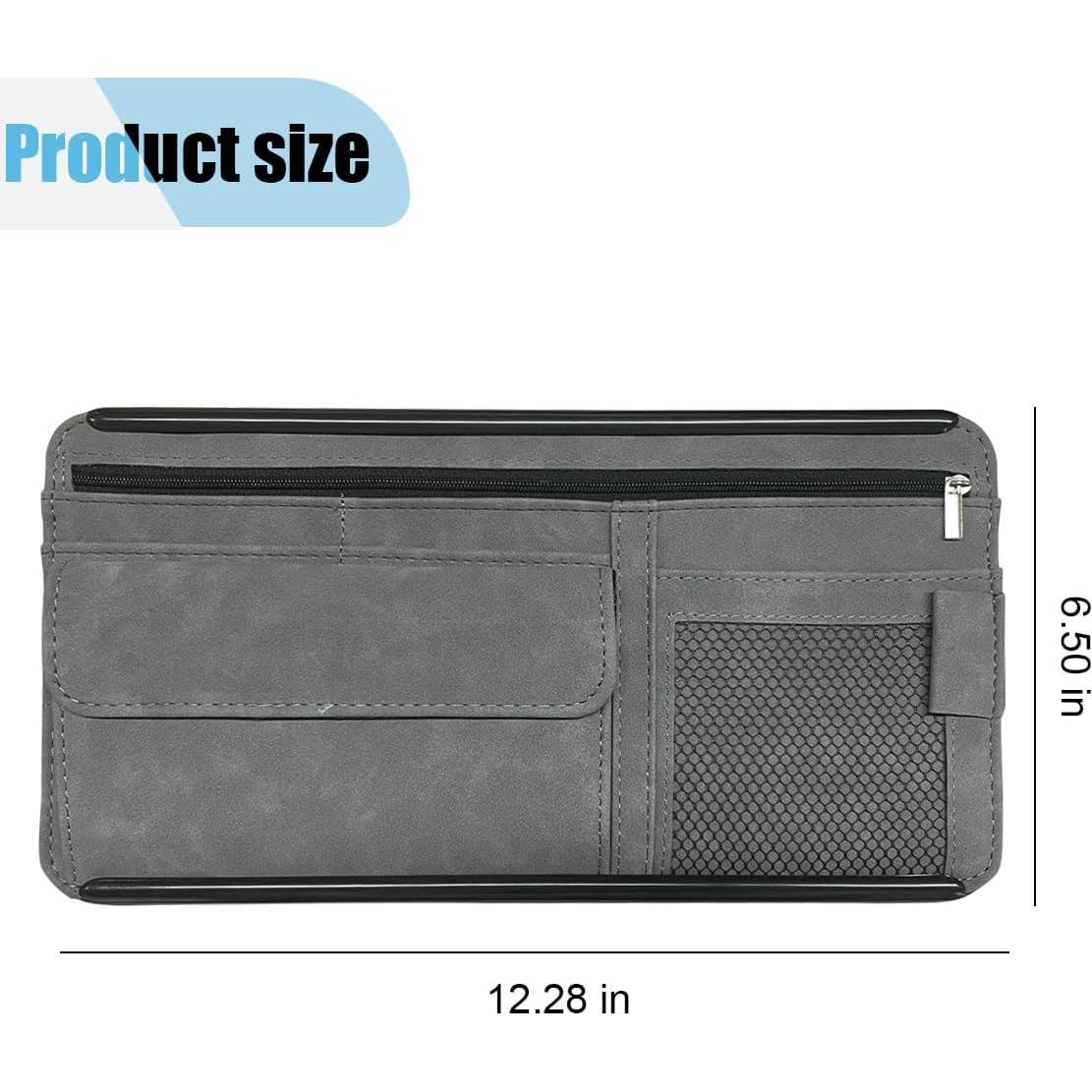 Organizador de Visera de Coche JOYCOURT Cuero Ante Gris 31x16.5cm