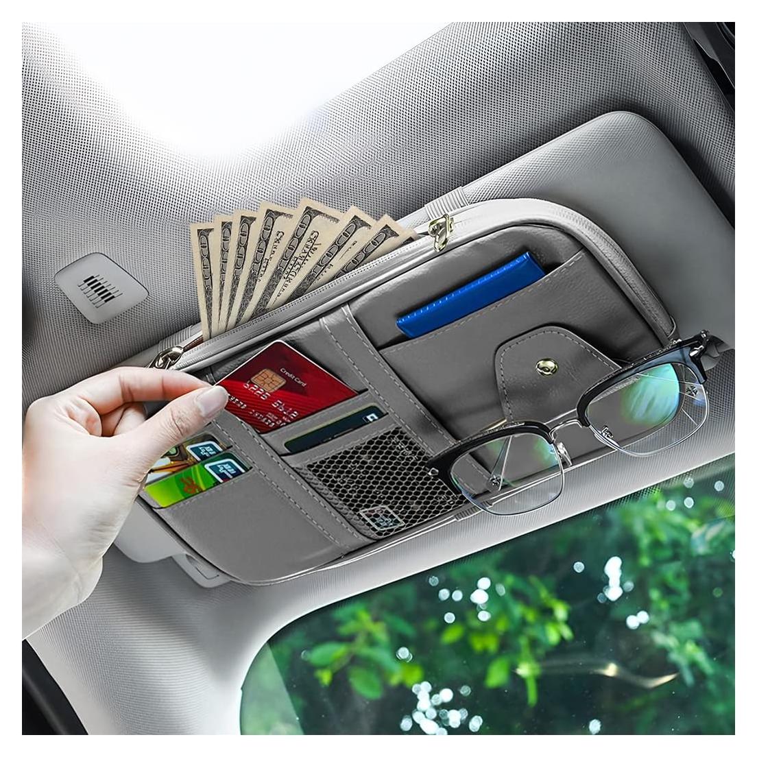 Organizador de Visera de Coche AUCELI en Cuero PU Gris