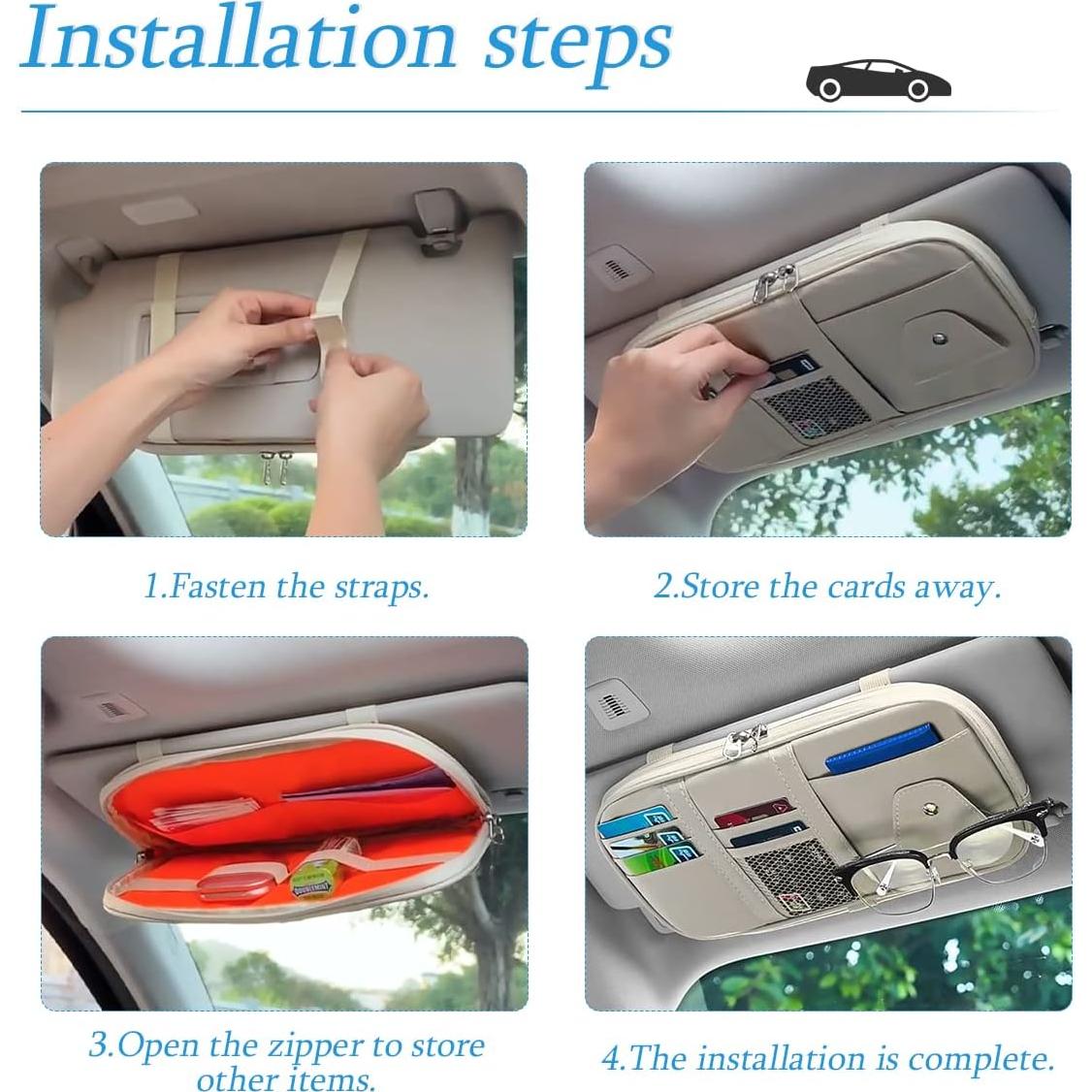 Organizador de Visera de Coche AUCELI en Cuero PU Gris