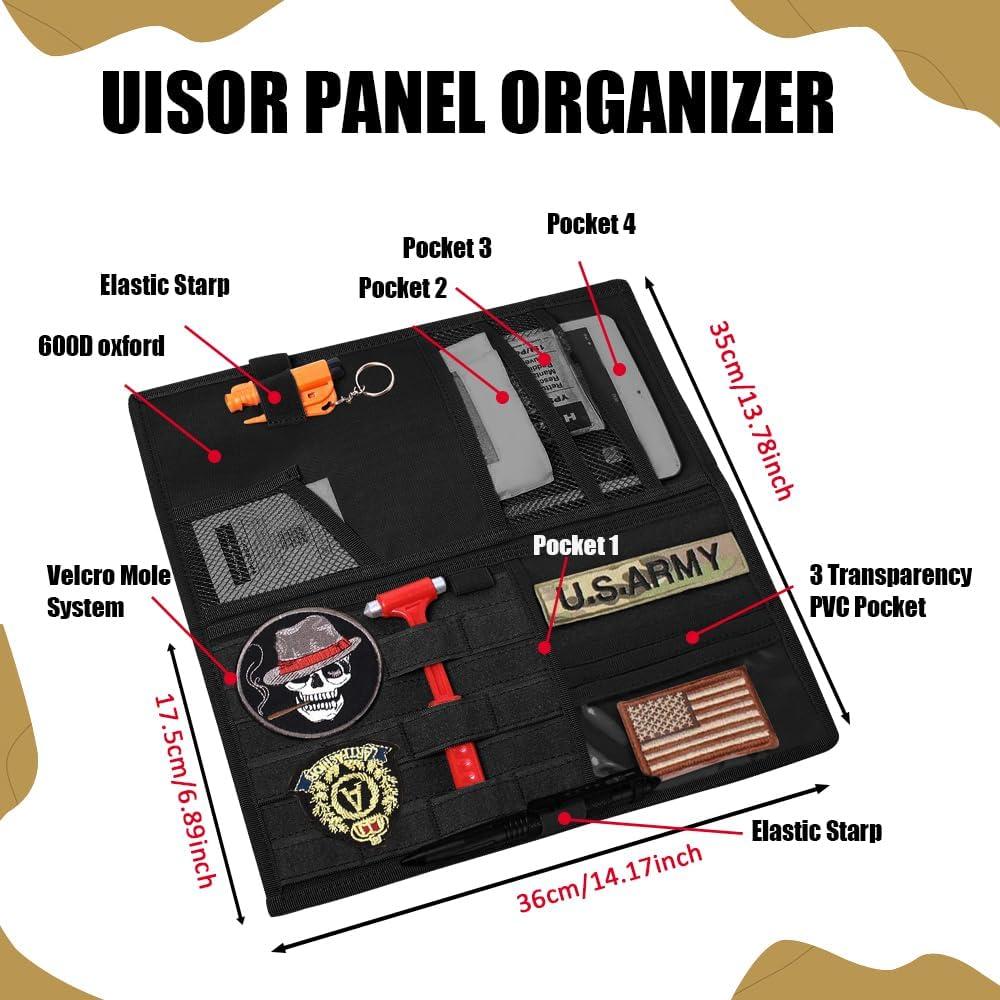 Organizador de Visor Molle QZTYTY para Coche - Negro 35x36cm